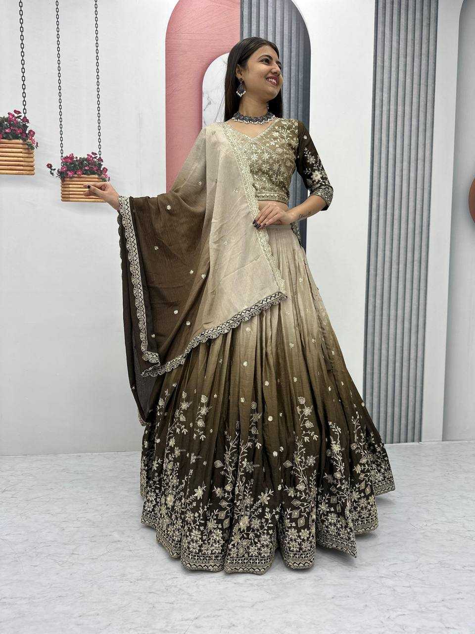 Ynf Chinon Silk KESH497 228 Lehengas Wholesale Fancy Lehenga Silk Lehenga Embroidered Lehenga Manufacturer