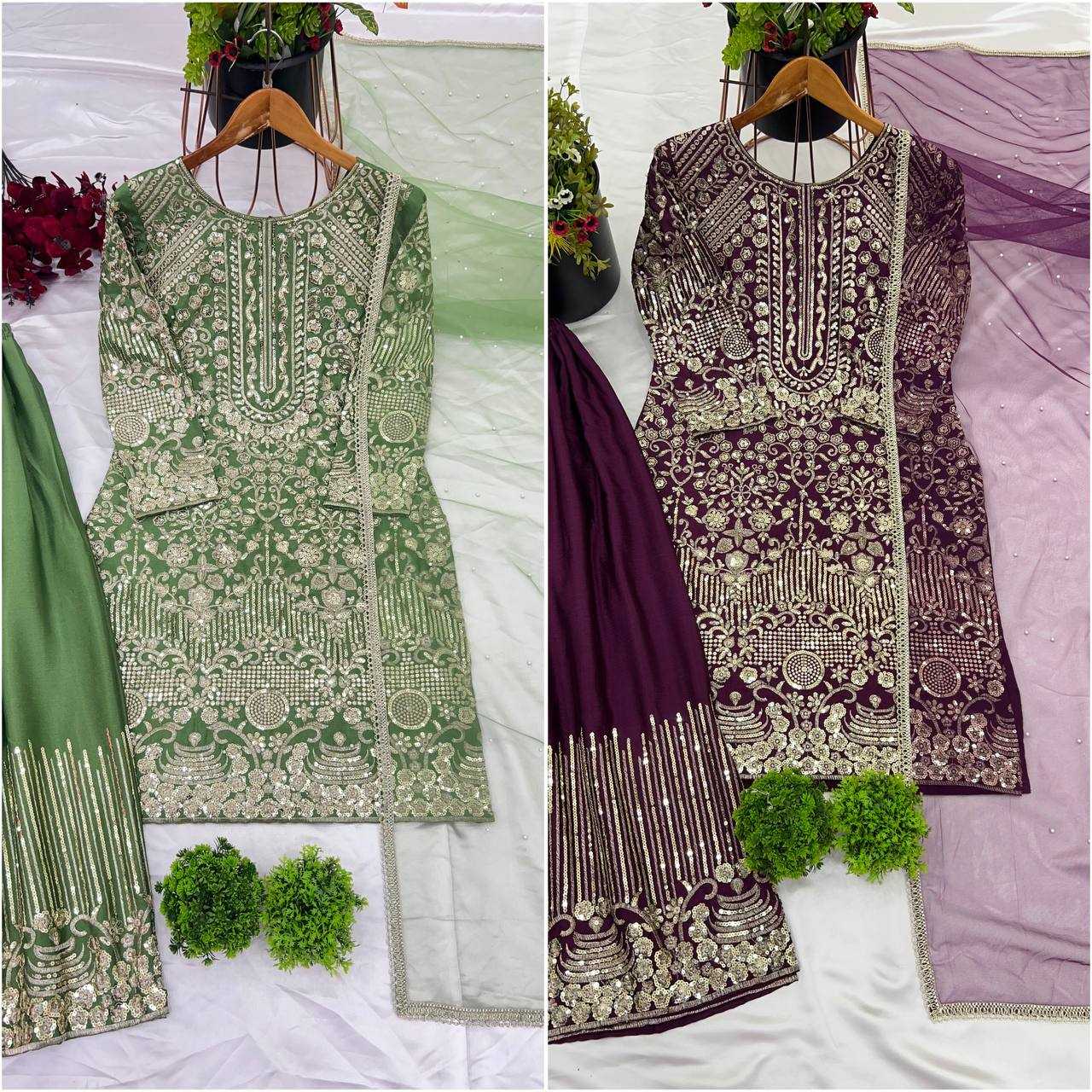 Ynf Chinon Silk KESH499 3103 Suits & Dresses Wholesale Embroidery Suits Party wear suits Wedding Suits Manufacturer