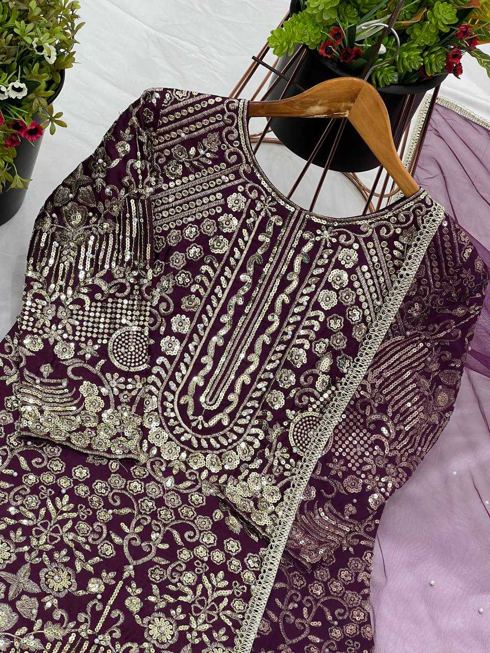 Ynf Chinon Silk KESH499 3103 Suits & Dresses Wholesale Embroidery Suits Party wear suits Wedding Suits Manufacturer