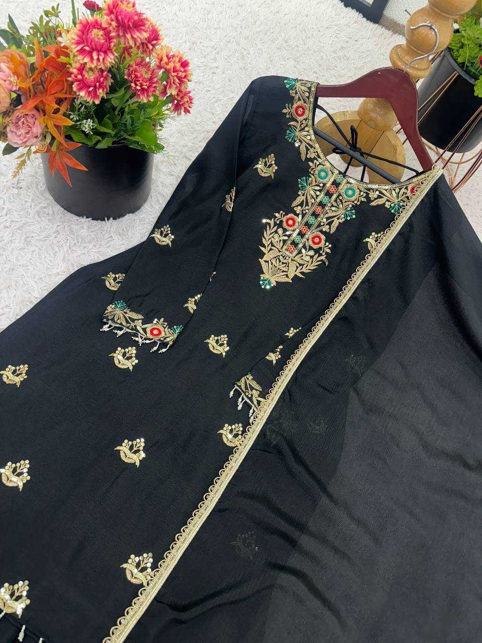Ynf Chinon Silk KESH499 421 Suits & Dresses Wholesale Embroidery Suits Ladies Silk Suit Designer Suits Manufacturer