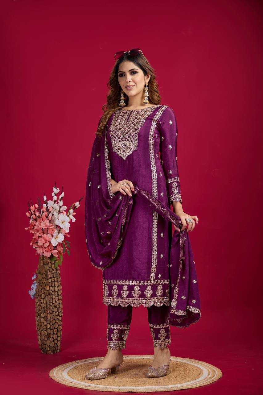 Ynf Chinon Silk KESH499 5001 Suits & Dresses Wholesale Ladies Suits Embroidery Suits Party wear suits Manufacturer