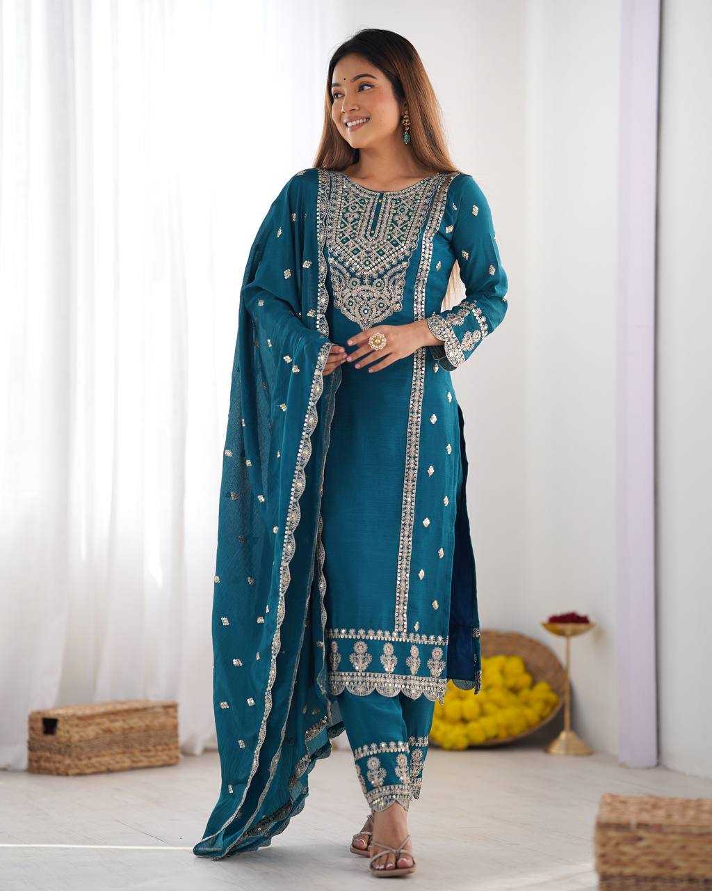 Ynf Chinon Silk KESH499 5001 Suits & Dresses Wholesale Ladies Suits Embroidery Suits Party wear suits Manufacturer