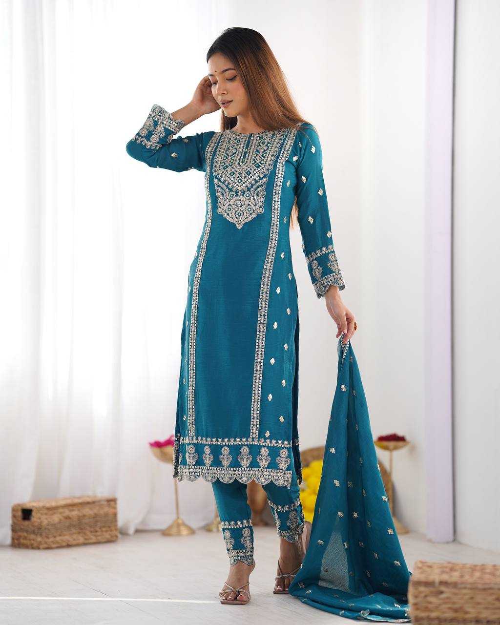 Ynf Chinon Silk KESH499 5001 Suits & Dresses Wholesale Ladies Suits Embroidery Suits Party wear suits Manufacturer