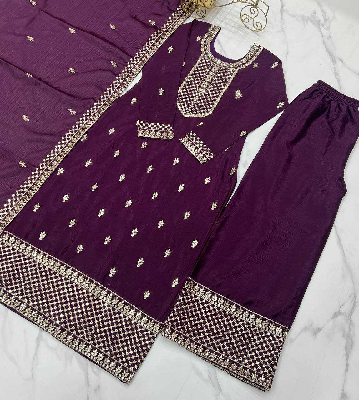 Ynf Chinon Silk KESH504 282 Suits & Dresses Wedding Collections Festive Collections Wholesale Embroidery Suits Ladies Silk Suit Wedding Outfits Manufacturer