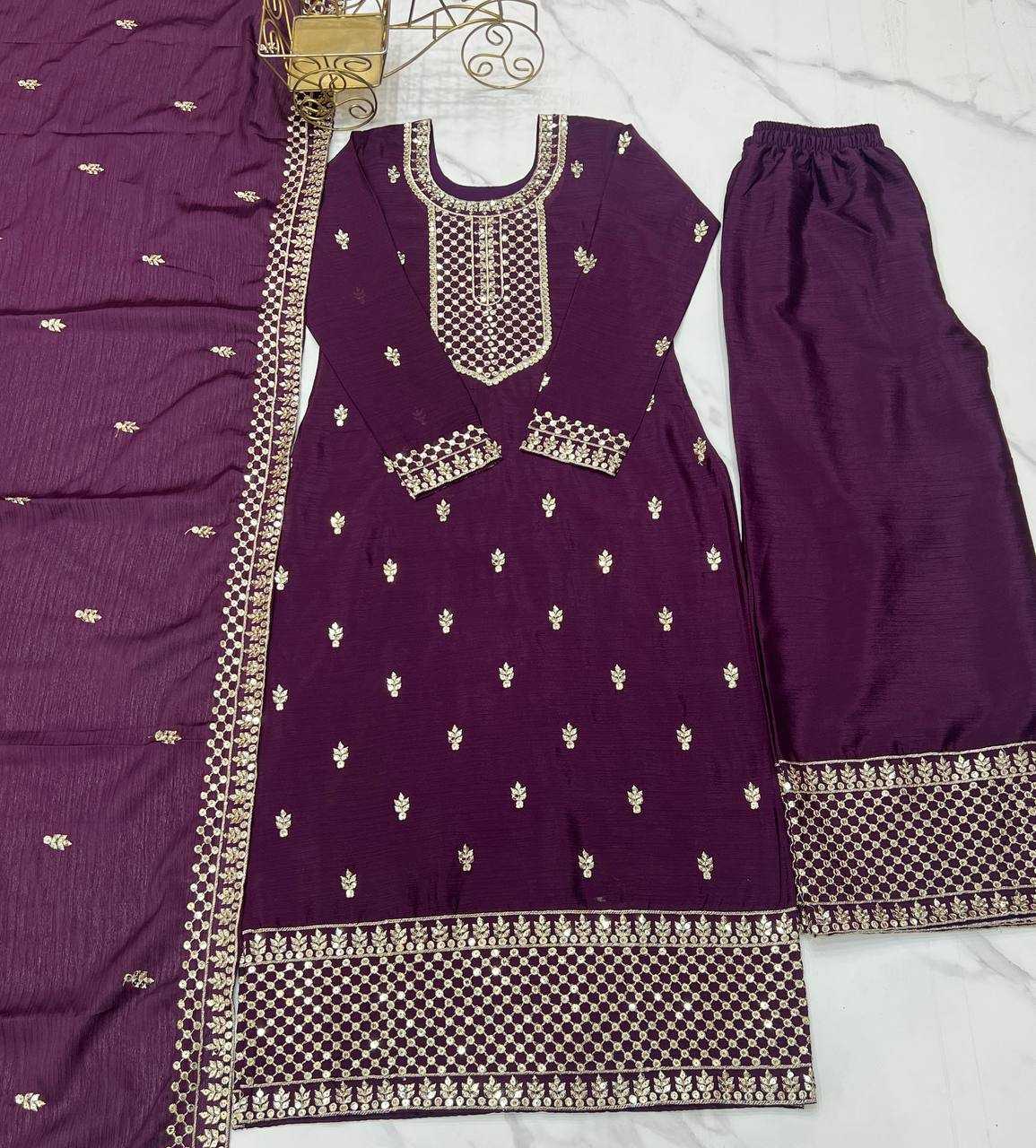 Ynf Chinon Silk KESH504 282 Suits & Dresses Wedding Collections Festive Collections Wholesale Embroidery Suits Ladies Silk Suit Wedding Outfits Manufacturer