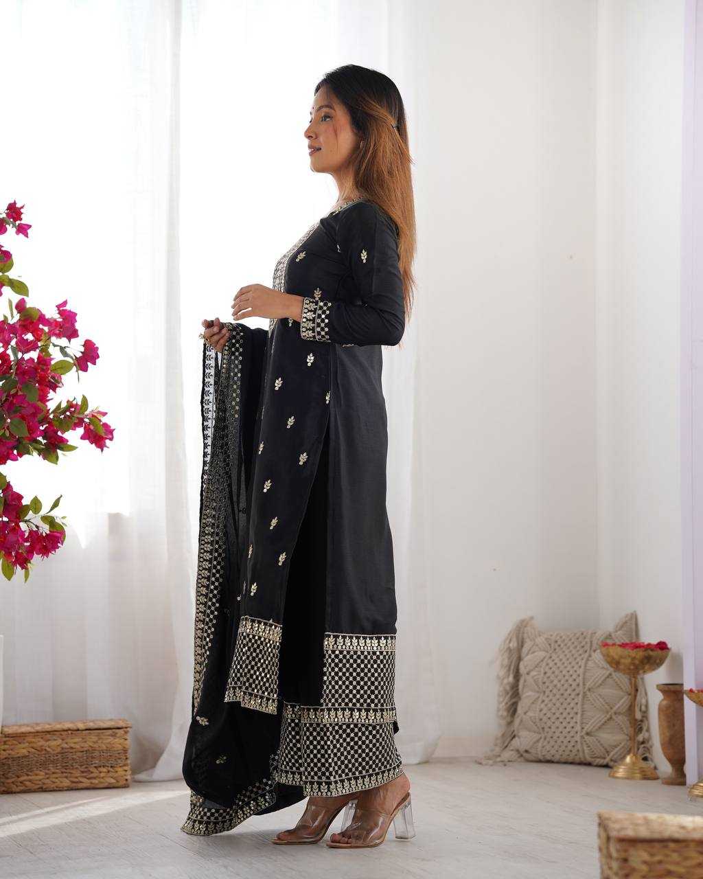 Ynf Chinon Silk KESH504 282 Suits & Dresses Wedding Collections Festive Collections Wholesale Embroidery Suits Ladies Silk Suit Wedding Outfits Manufacturer
