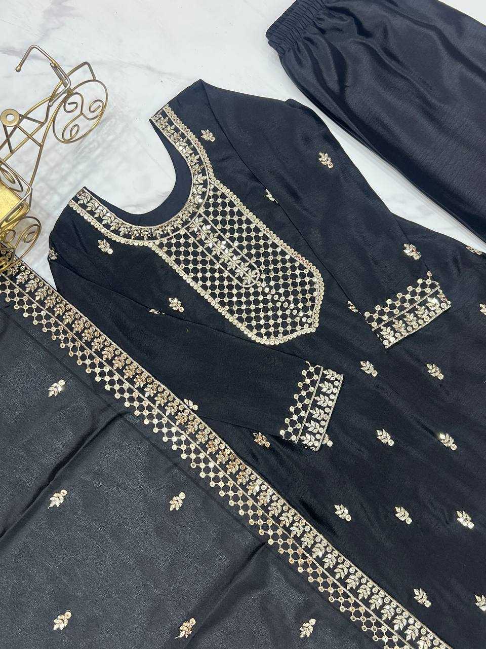 Ynf Chinon Silk KESH504 282 Suits & Dresses Wedding Collections Festive Collections Wholesale Embroidery Suits Ladies Silk Suit Wedding Outfits Manufacturer