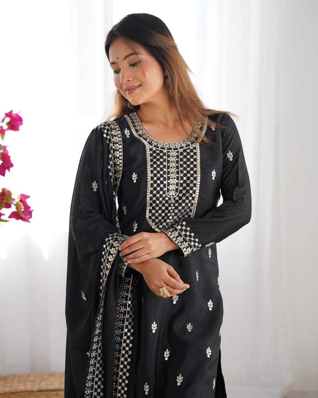Ynf Chinon Silk KESH504 282 Suits & Dresses Wedding Collections Festive Collections Wholesale Embroidery Suits Ladies Silk Suit Wedding Outfits Manufacturer