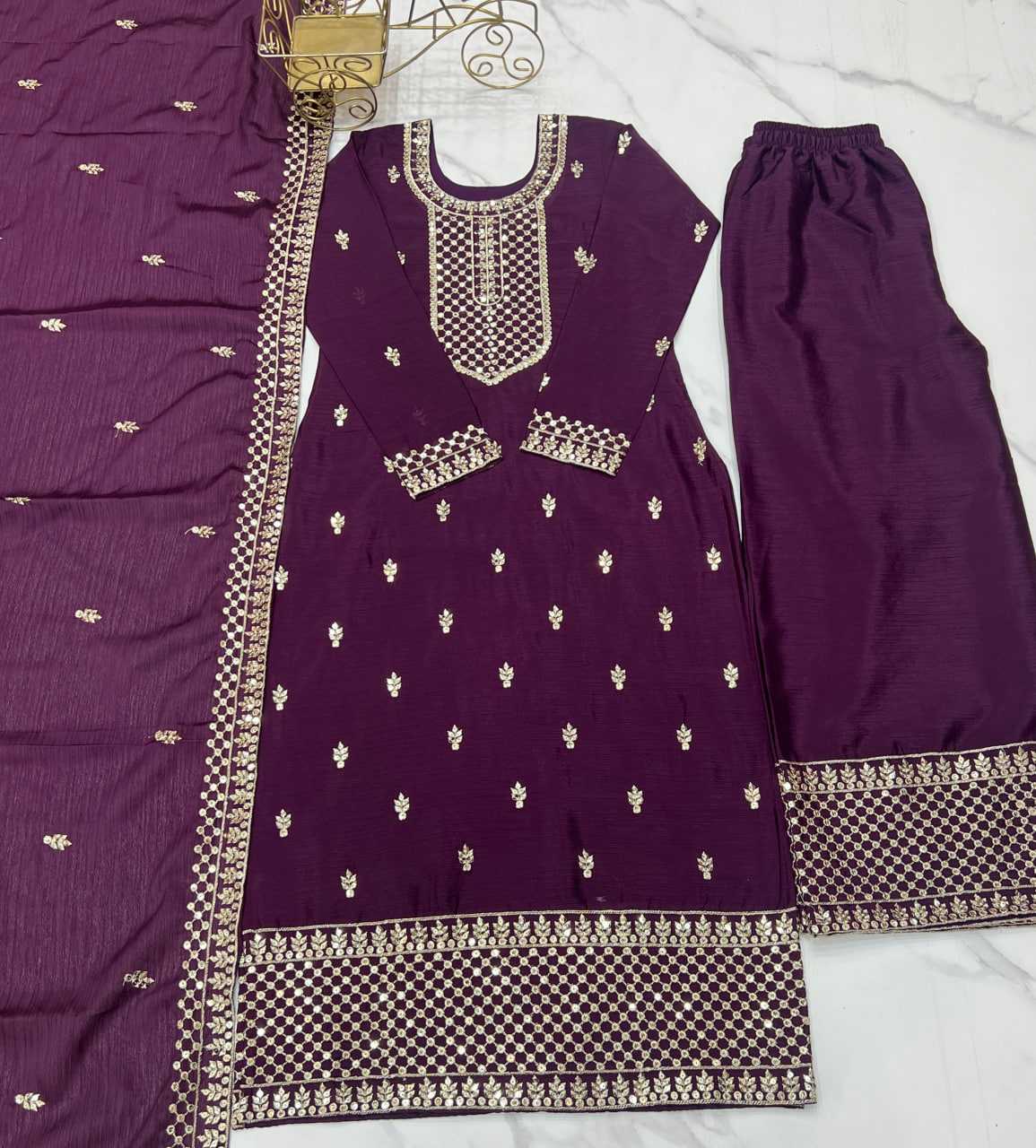 Ynf Chinon Silk KESH504 282 Suits & Dresses Wedding Collections Festive Collections Wholesale Embroidery Suits Ladies Silk Suit Wedding Outfits Manufacturer