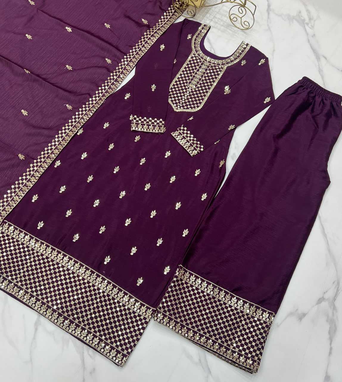Ynf Chinon Silk KESH504 282 Suits & Dresses Wedding Collections Festive Collections Wholesale Embroidery Suits Ladies Silk Suit Wedding Outfits Manufacturer