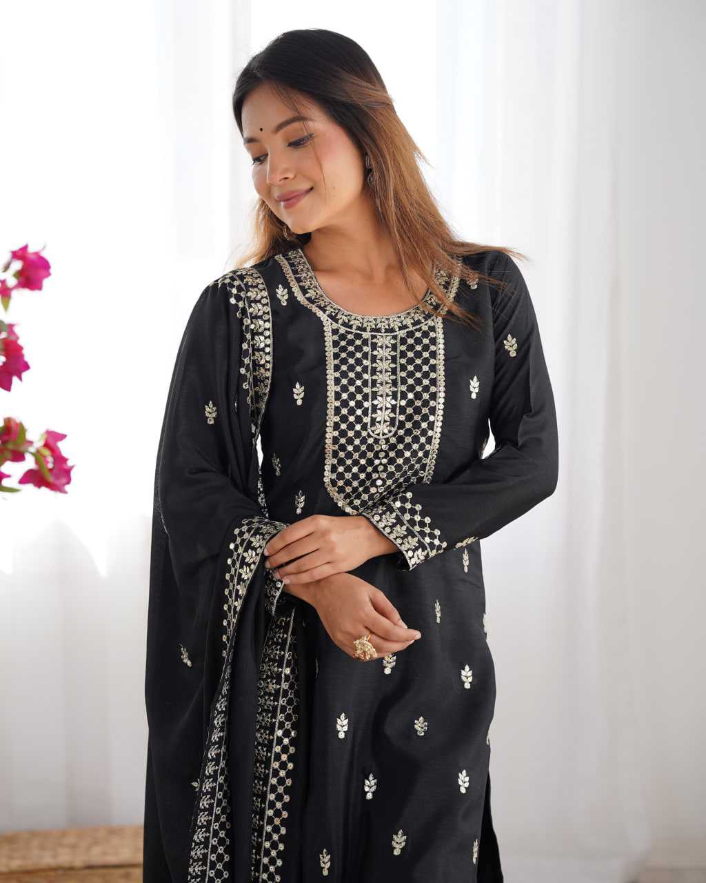 Ynf Chinon Silk KESH504 282 Suits & Dresses Wedding Collections Festive Collections Wholesale Embroidery Suits Ladies Silk Suit Wedding Outfits Manufacturer