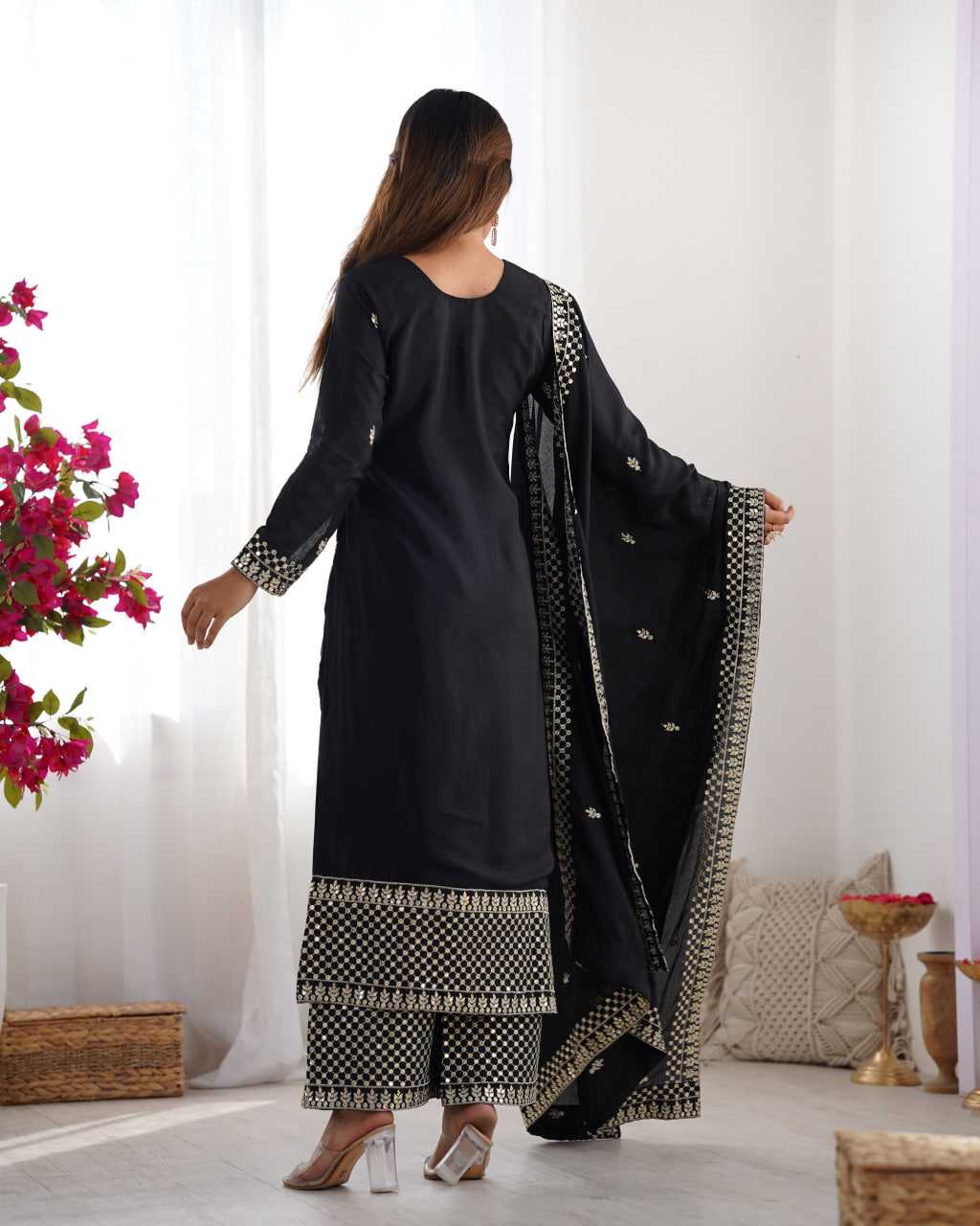Ynf Chinon Silk KESH504 282 Suits & Dresses Wedding Collections Festive Collections Wholesale Embroidery Suits Ladies Silk Suit Wedding Outfits Manufacturer