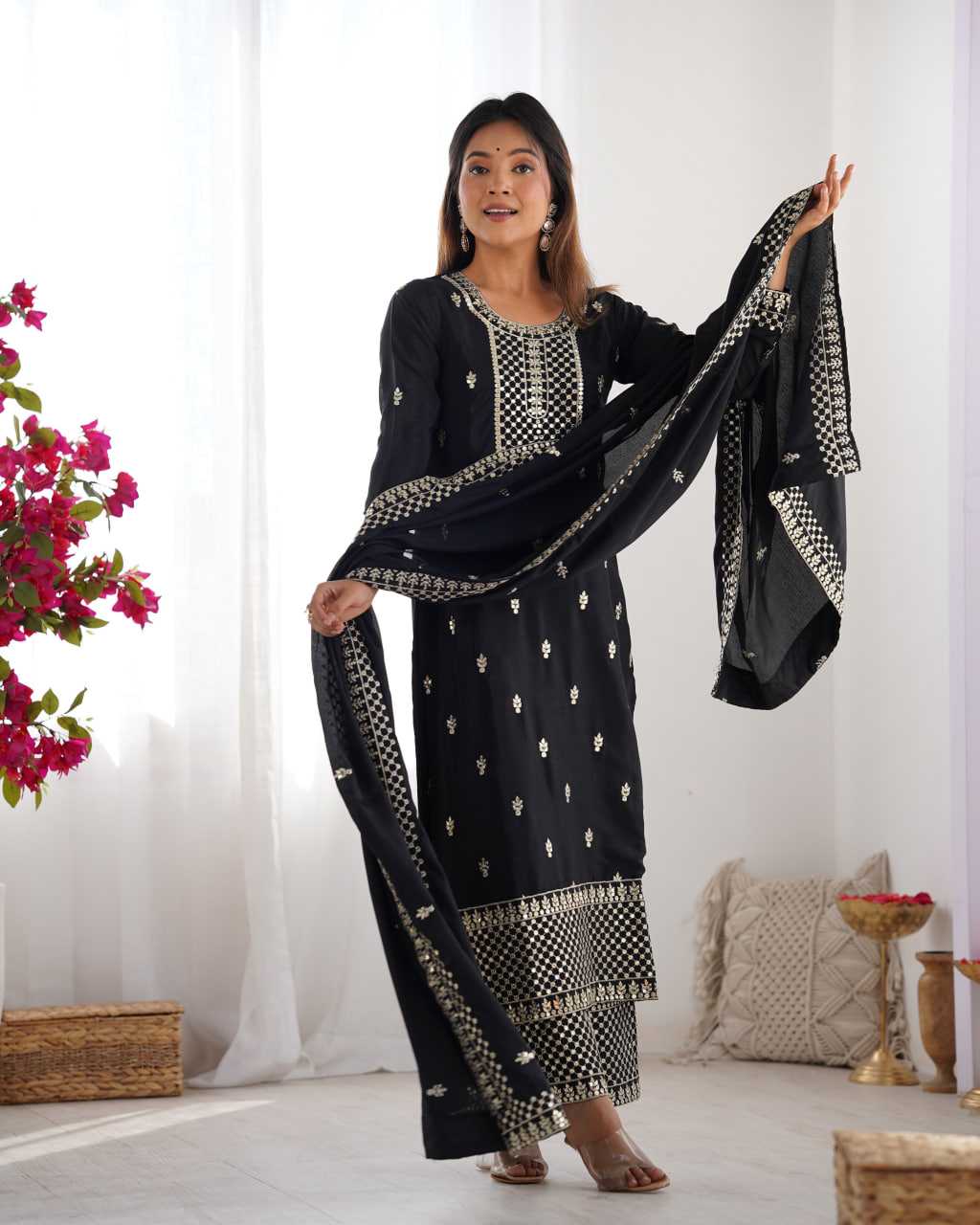 Ynf Chinon Silk KESH504 282 Suits & Dresses Wedding Collections Festive Collections Wholesale Embroidery Suits Ladies Silk Suit Wedding Outfits Manufacturer