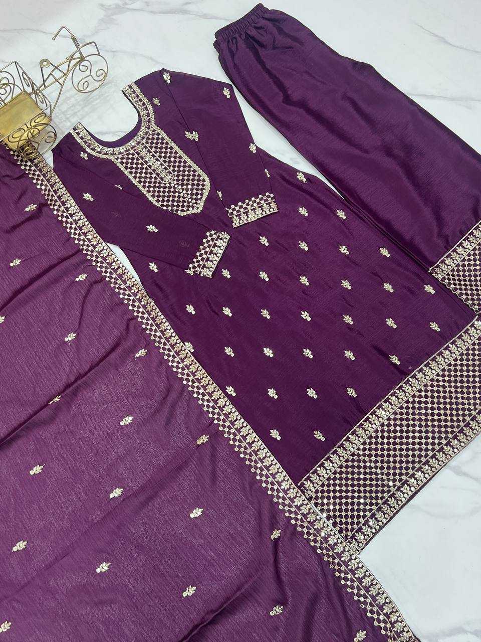 Ynf Chinon Silk KESH504 282 Suits & Dresses Wedding Collections Festive Collections Wholesale Embroidery Suits Ladies Silk Suit Wedding Outfits Manufacturer