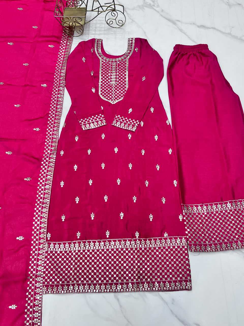 Ynf Chinon Silk KESH504 282 Suits & Dresses Wedding Collections Festive Collections Wholesale Embroidery Suits Ladies Silk Suit Wedding Outfits Manufacturer