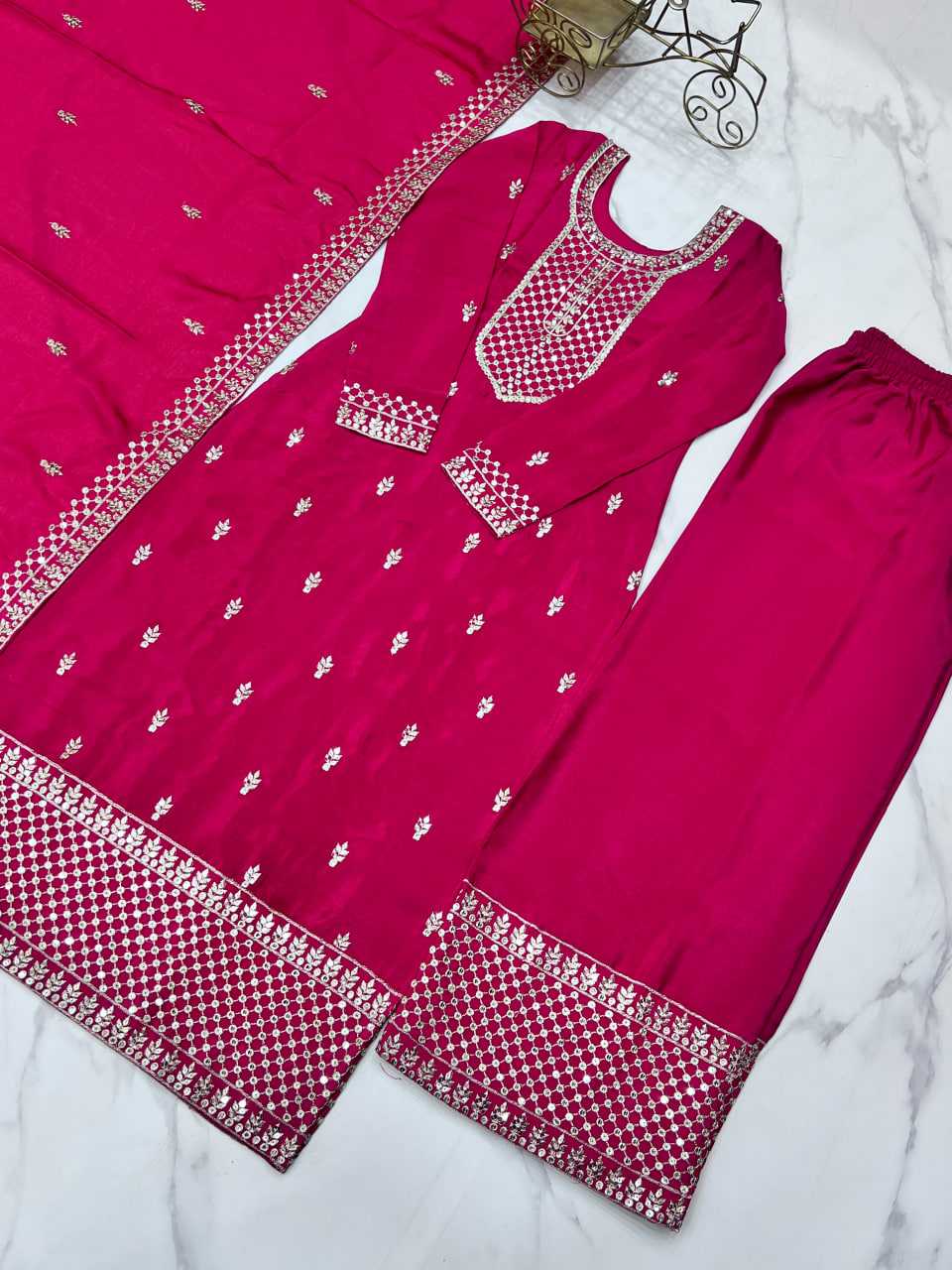 Ynf Chinon Silk KESH504 282 Suits & Dresses Wedding Collections Festive Collections Wholesale Embroidery Suits Ladies Silk Suit Wedding Outfits Manufacturer