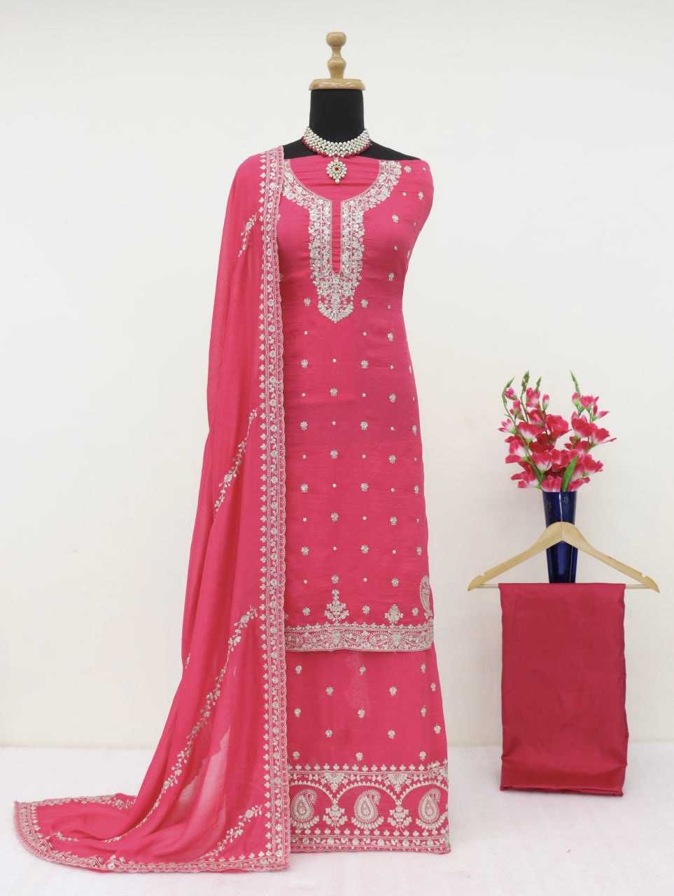 Ynf Chinon Silk KESH504 7466 Suits & Dresses Wholesale Ladies Suits Embroidery Suits Palazzo Suit Punjabi Suit Manufacturer