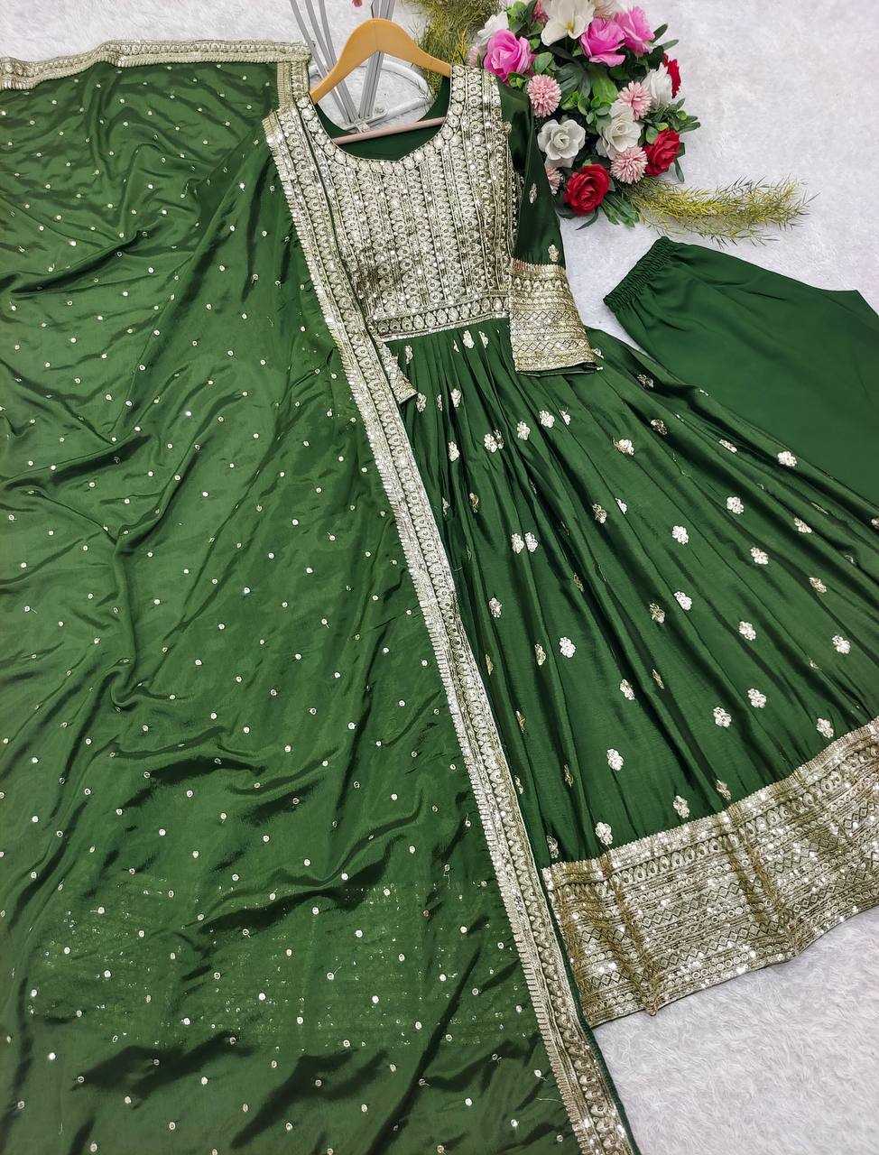 Ynf Chinon Silk KESH506 104 Gowns Wedding Collections Festive Collections Wholesale Embroidery Gowns Silk Gowns Gown With Dupatta Manufacturer