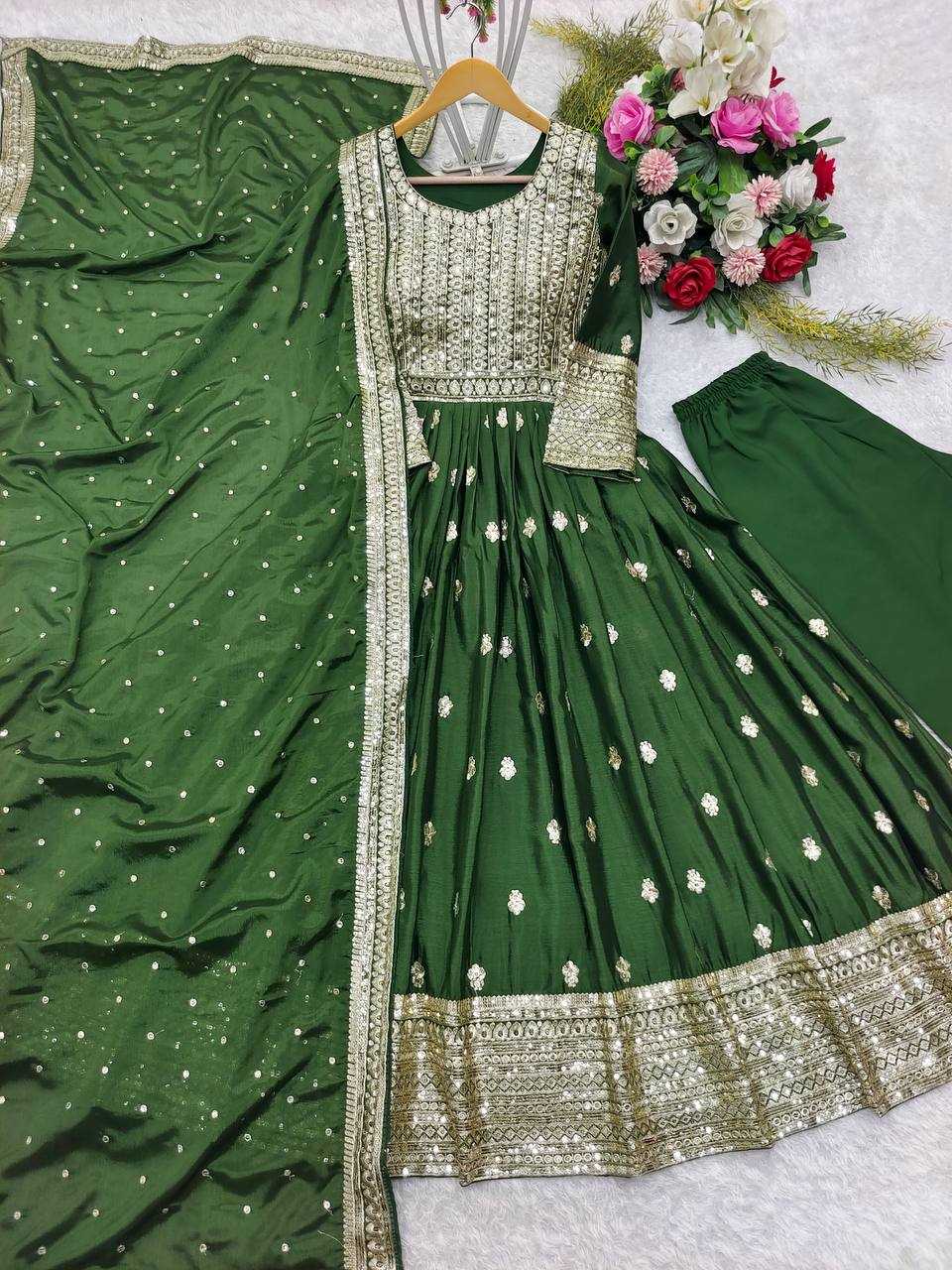 Ynf Chinon Silk KESH506 104 Gowns Wedding Collections Festive Collections Wholesale Embroidery Gowns Silk Gowns Gown With Dupatta Manufacturer