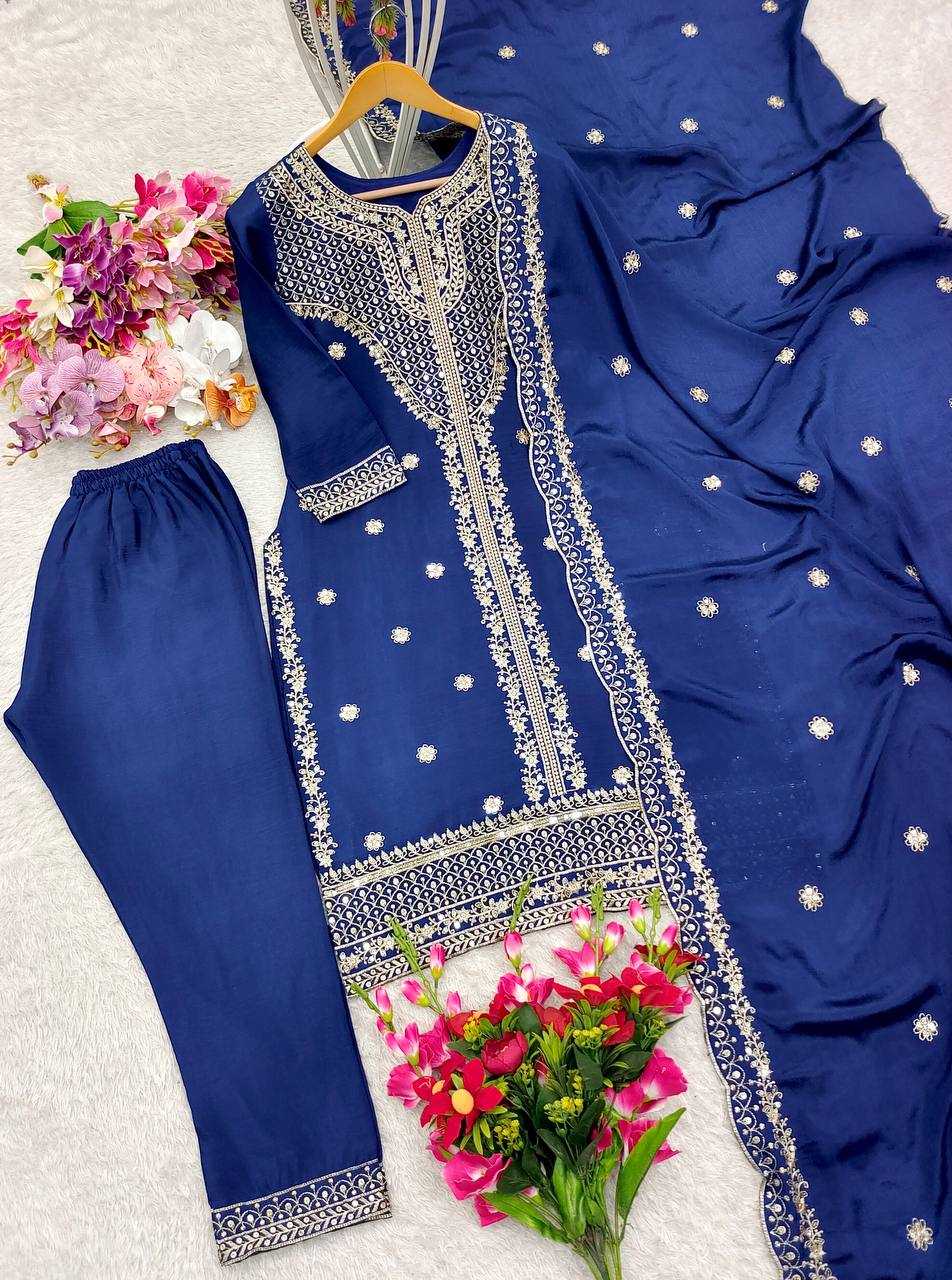 Ynf Chinon Silk KESH506 108 Suits & Dresses Wedding Collections Festive Collections Wholesale Embroidery Suits Ladies Silk Suit Wedding Outfits Manufacturer