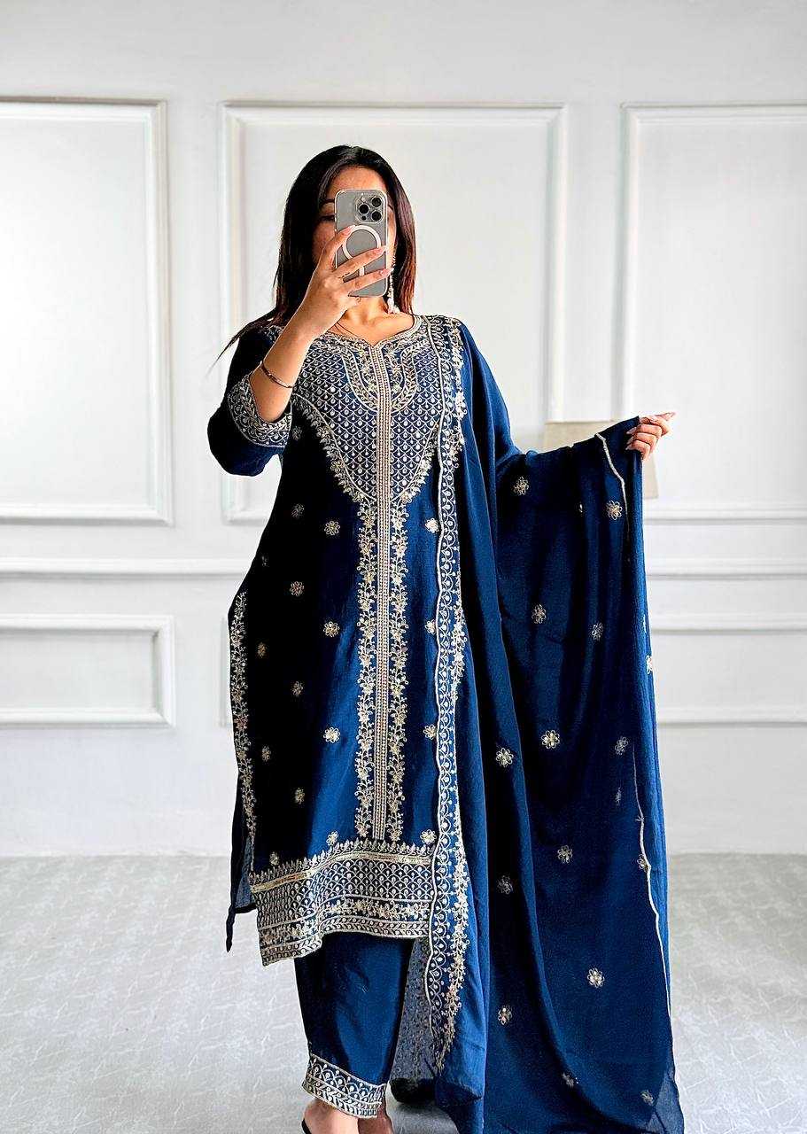 Ynf Chinon Silk KESH506 108 Suits & Dresses Wedding Collections Festive Collections Wholesale Embroidery Suits Ladies Silk Suit Wedding Outfits Manufacturer