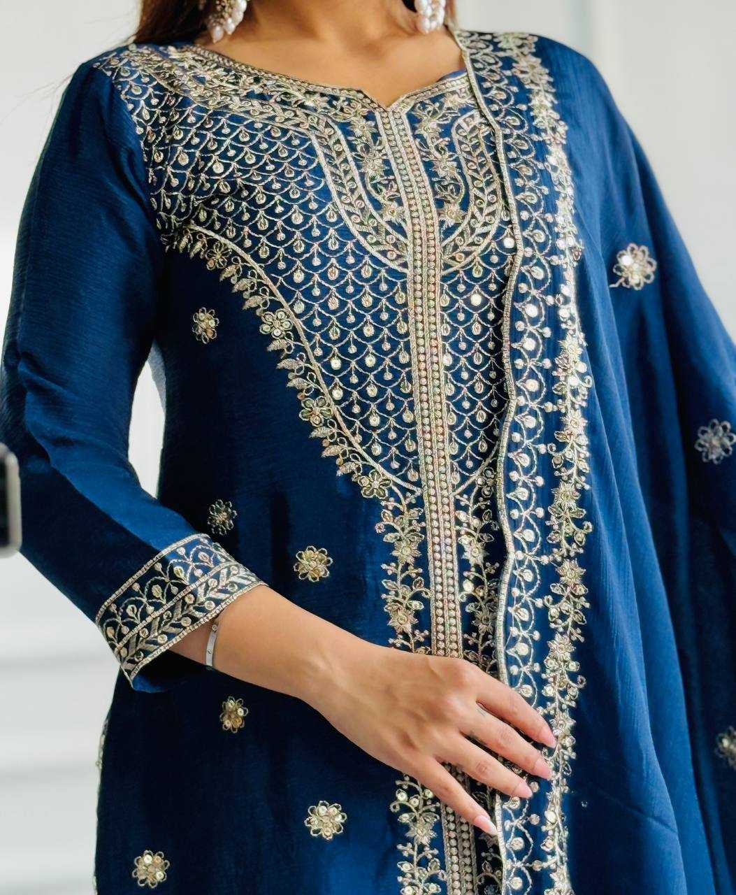 Ynf Chinon Silk KESH506 108 Suits & Dresses Wedding Collections Festive Collections Wholesale Embroidery Suits Ladies Silk Suit Wedding Outfits Manufacturer