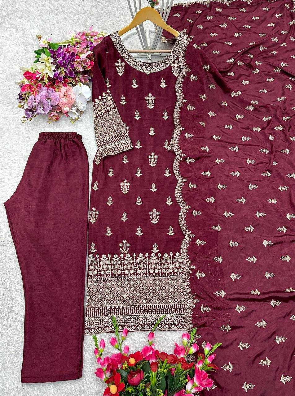Ynf Chinon Silk KESH506 109 Suits & Dresses Wedding Collections Festive Collections Wholesale Embroidery Suits Ladies Silk Suit Wedding Outfits Manufacturer