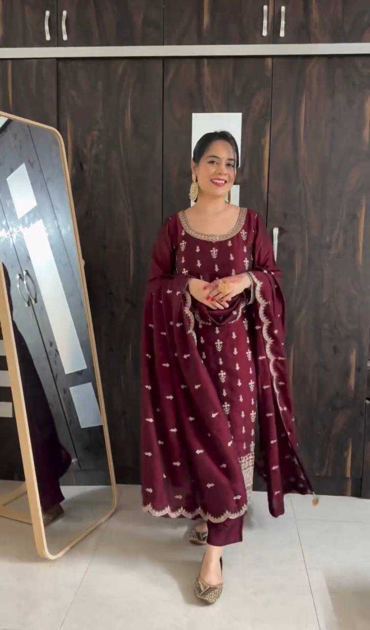 Ynf Chinon Silk KESH506 109 Suits & Dresses Wedding Collections Festive Collections Wholesale Embroidery Suits Ladies Silk Suit Wedding Outfits Manufacturer