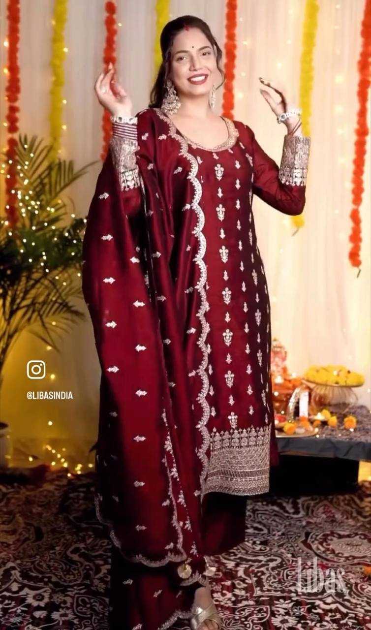 Ynf Chinon Silk KESH506 109 Suits & Dresses Wedding Collections Festive Collections Wholesale Embroidery Suits Ladies Silk Suit Wedding Outfits Manufacturer