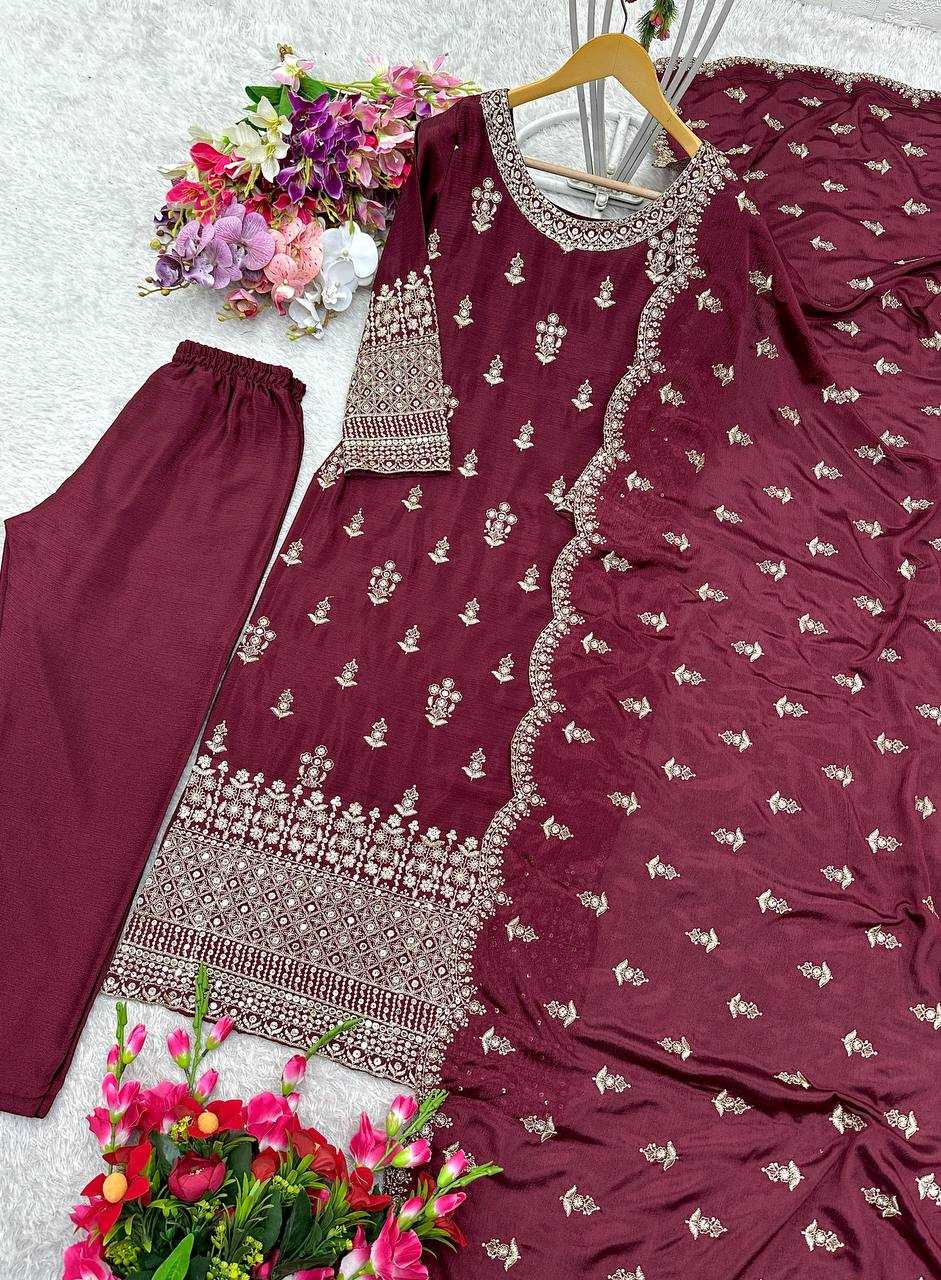Ynf Chinon Silk KESH506 109 Suits & Dresses Wedding Collections Festive Collections Wholesale Embroidery Suits Ladies Silk Suit Wedding Outfits Manufacturer