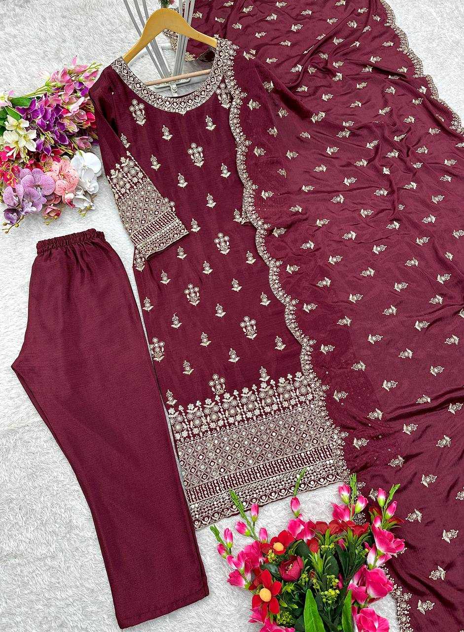 Ynf Chinon Silk KESH506 109 Suits & Dresses Wedding Collections Festive Collections Wholesale Embroidery Suits Ladies Silk Suit Wedding Outfits Manufacturer
