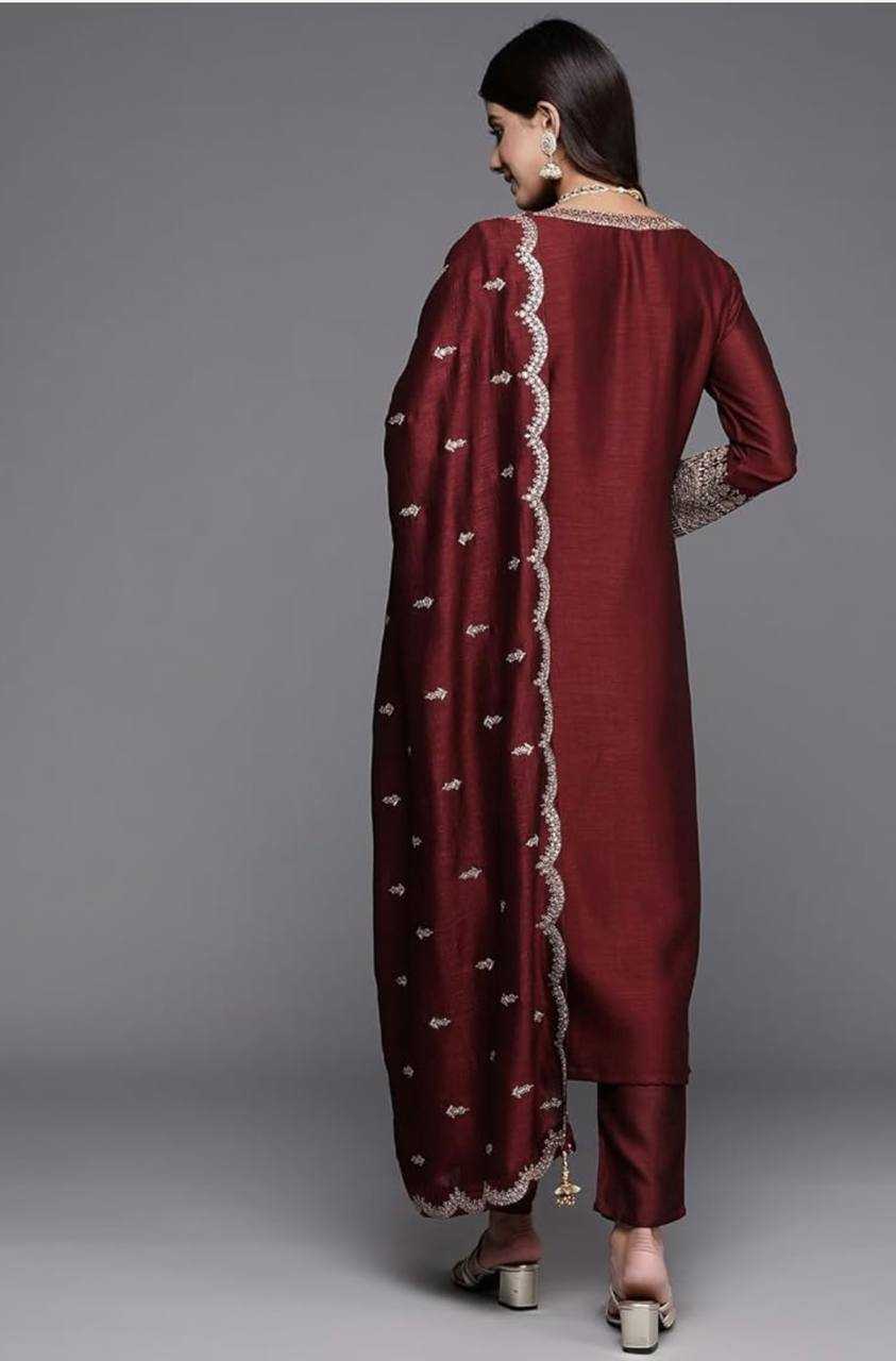 Ynf Chinon Silk KESH506 109 Suits & Dresses Wedding Collections Festive Collections Wholesale Embroidery Suits Ladies Silk Suit Wedding Outfits Manufacturer