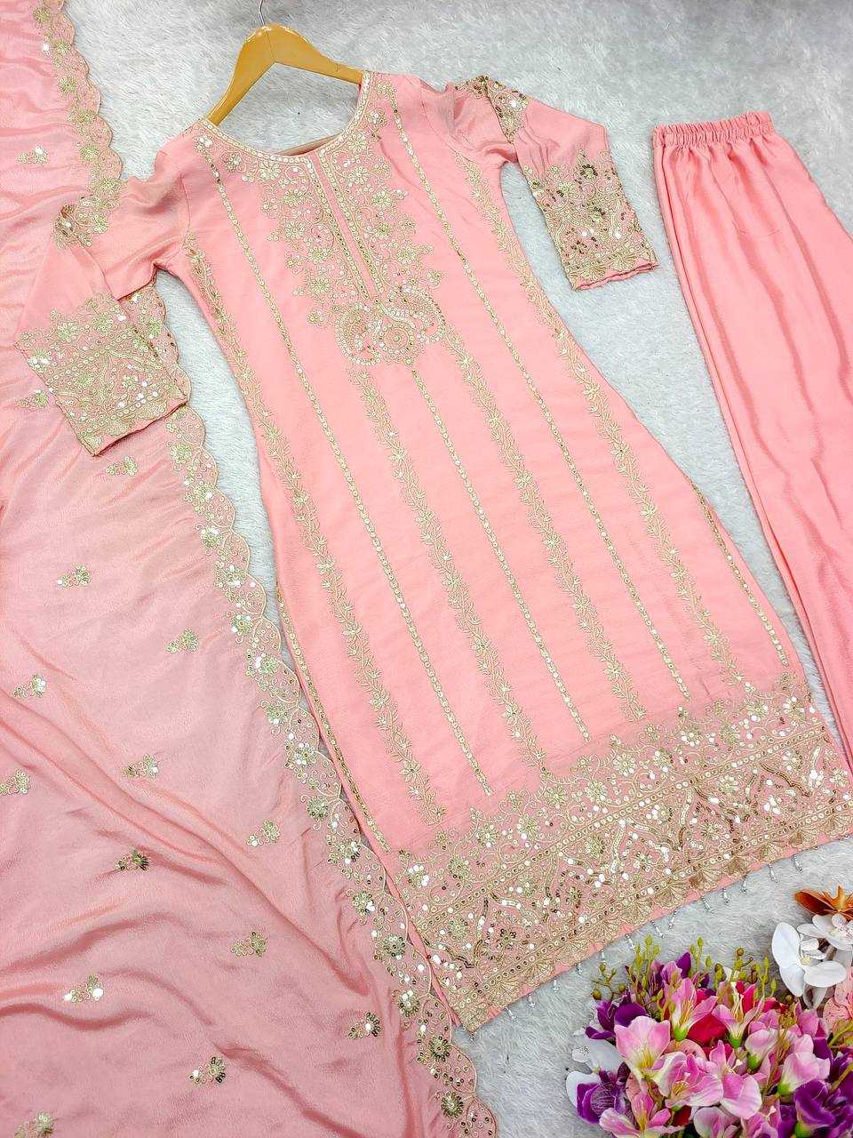Ynf Chinon Silk KESH506 1146 Suits & Dresses Wedding Collections Festive Collections Wholesale Embroidery Suits Ladies Silk Suit Wedding Outfits Manufacturer