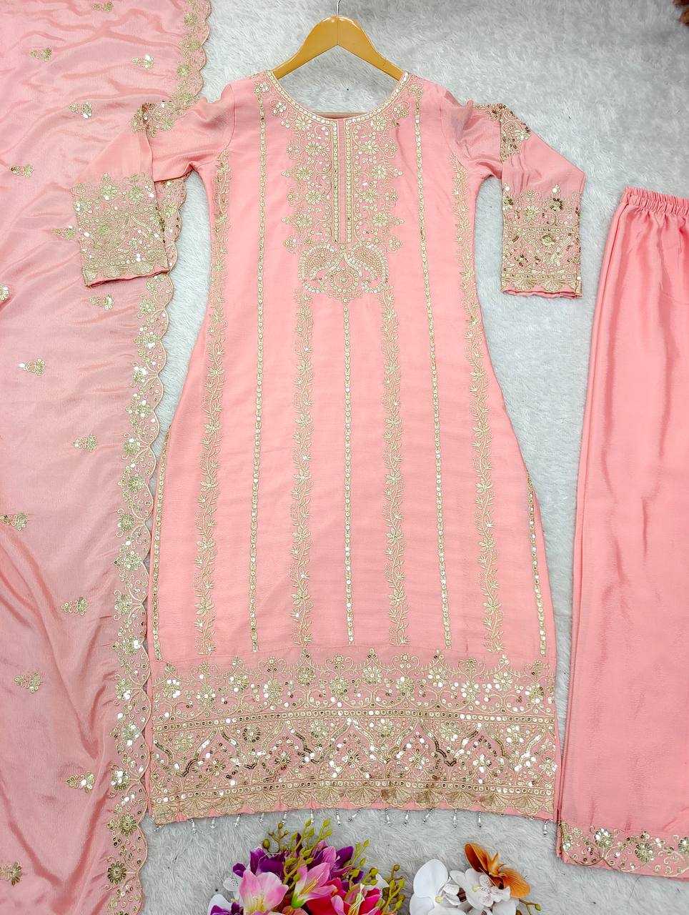Ynf Chinon Silk KESH506 1146 Suits & Dresses Wedding Collections Festive Collections Wholesale Embroidery Suits Ladies Silk Suit Wedding Outfits Manufacturer