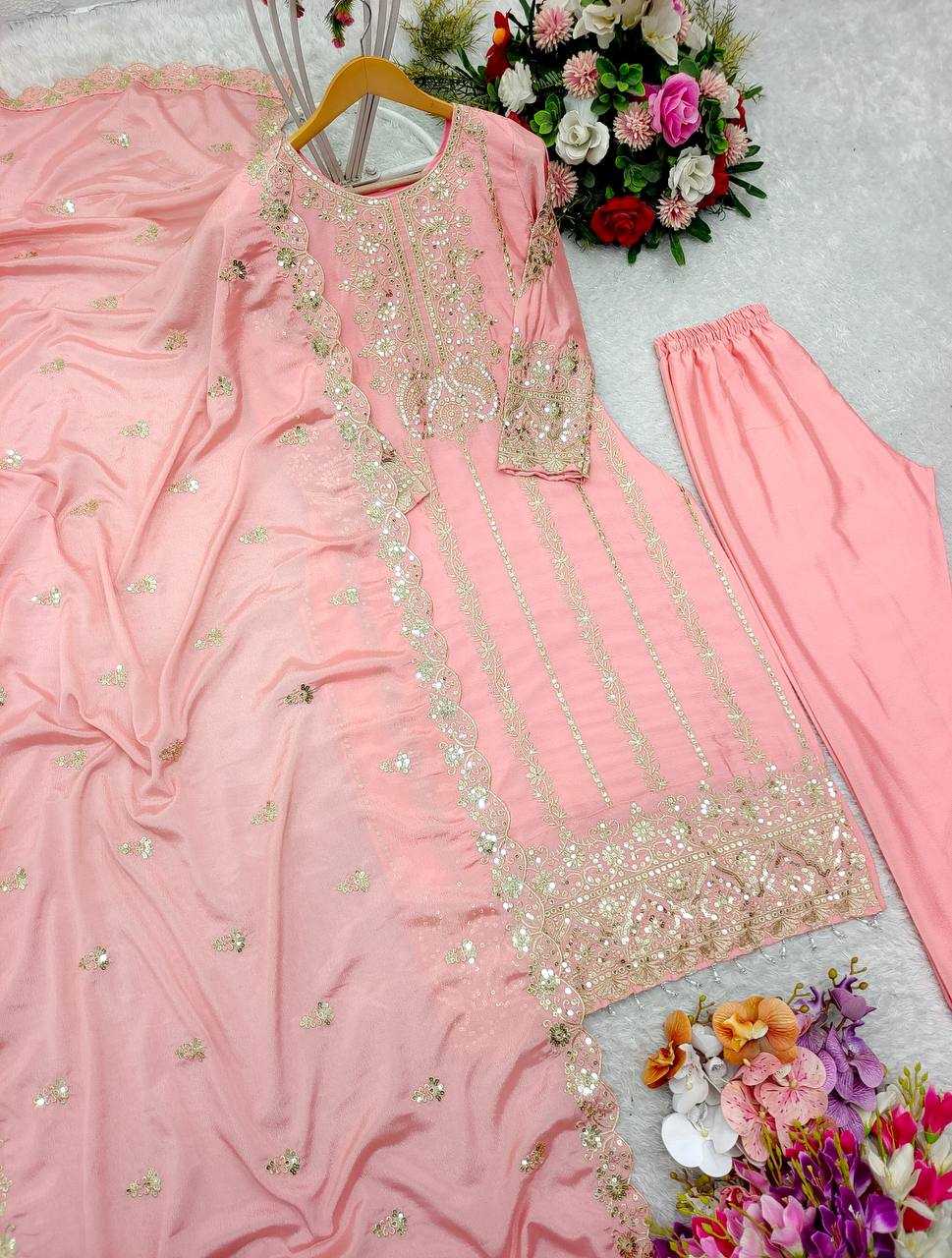 Ynf Chinon Silk KESH506 1146 Suits & Dresses Wedding Collections Festive Collections Wholesale Embroidery Suits Ladies Silk Suit Wedding Outfits Manufacturer