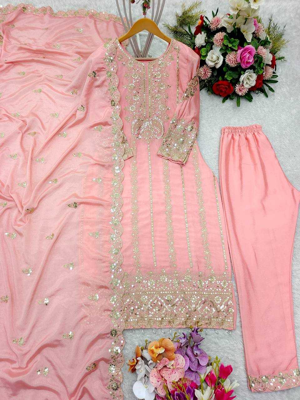 Ynf Chinon Silk KESH506 1146 Suits & Dresses Wedding Collections Festive Collections Wholesale Embroidery Suits Ladies Silk Suit Wedding Outfits Manufacturer
