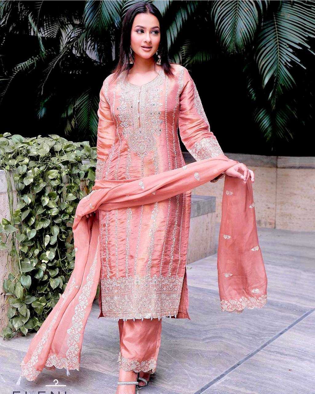 Ynf Chinon Silk KESH506 1146 Suits & Dresses Wedding Collections Festive Collections Wholesale Embroidery Suits Ladies Silk Suit Wedding Outfits Manufacturer