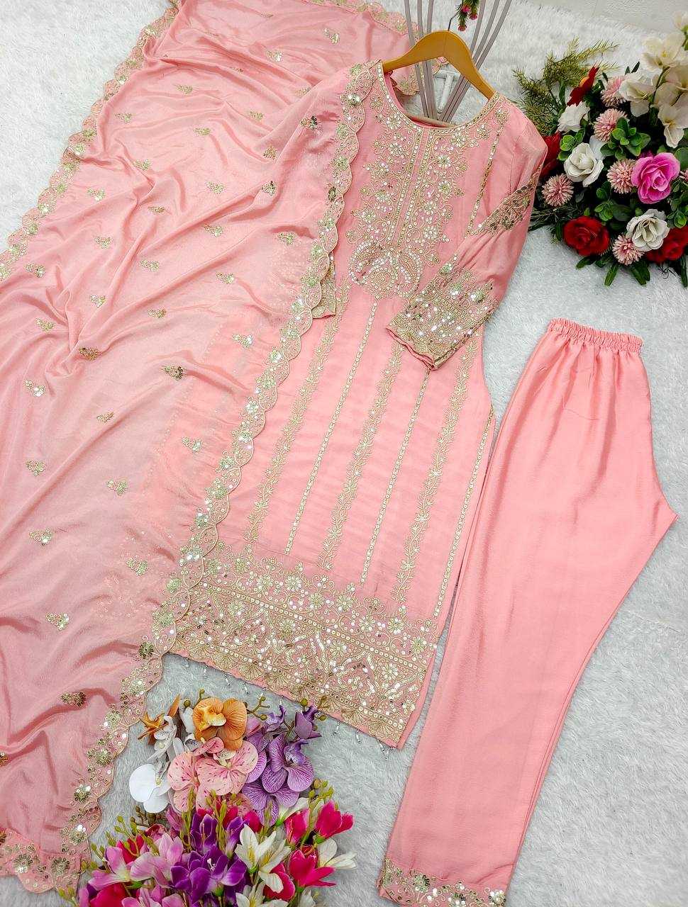 Ynf Chinon Silk KESH506 1146 Suits & Dresses Wedding Collections Festive Collections Wholesale Embroidery Suits Ladies Silk Suit Wedding Outfits Manufacturer