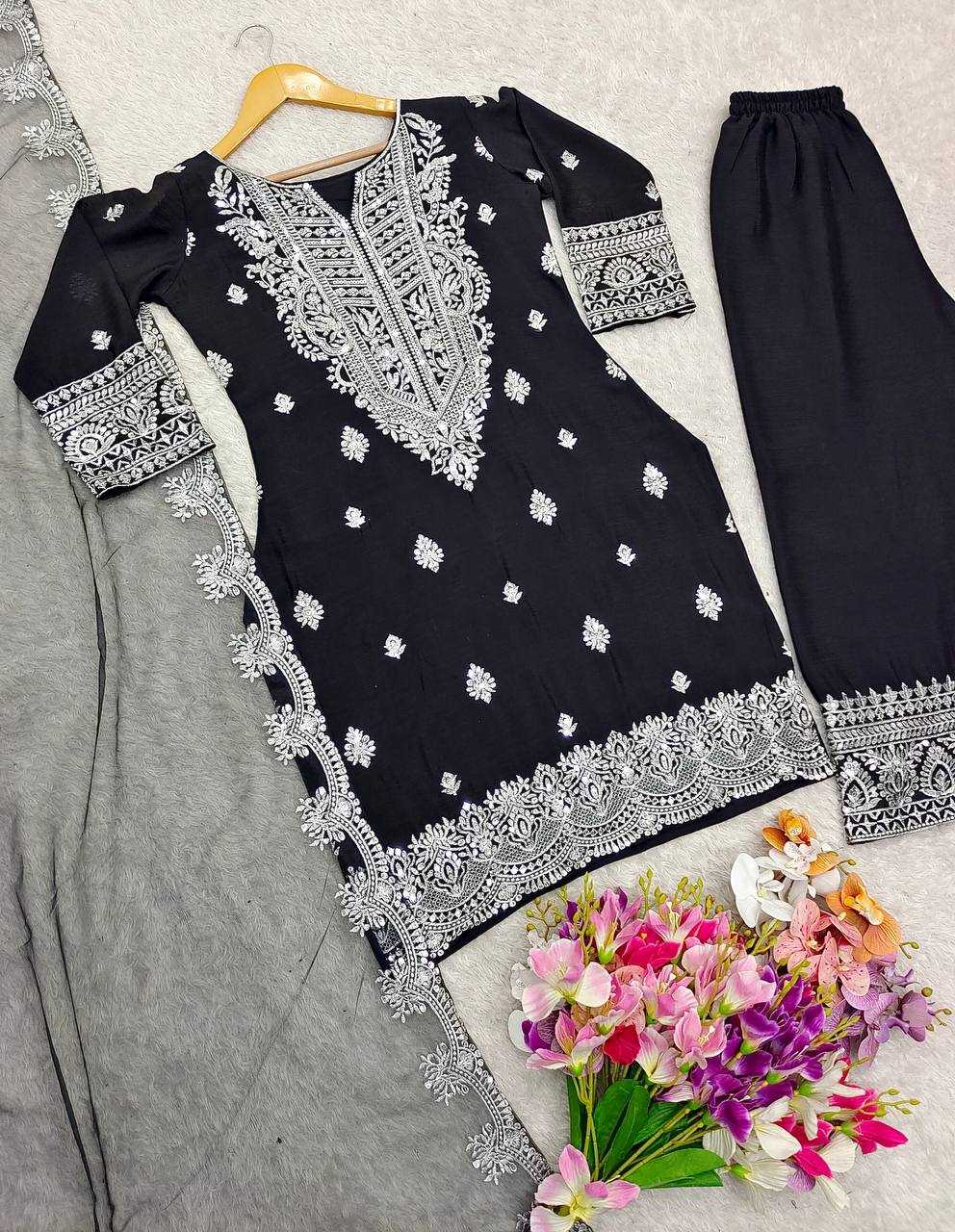 Ynf Chinon Silk KESH506 1148 Suits & Dresses Wedding Collections Festive Collections Wholesale Embroidery Suits Palazzo Suit Ladies Silk Suit Manufacturer