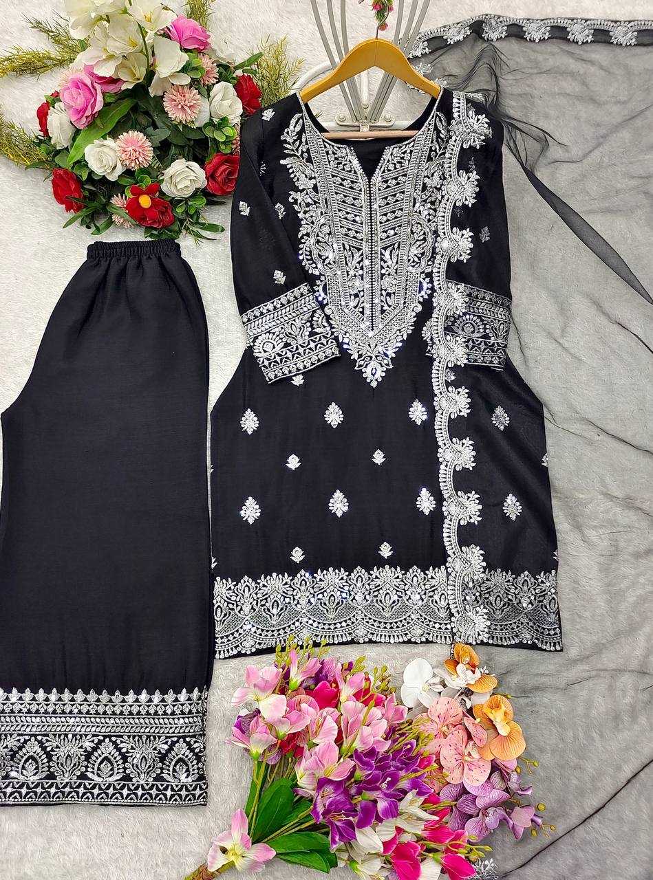 Ynf Chinon Silk KESH506 1148 Suits & Dresses Wedding Collections Festive Collections Wholesale Embroidery Suits Palazzo Suit Ladies Silk Suit Manufacturer