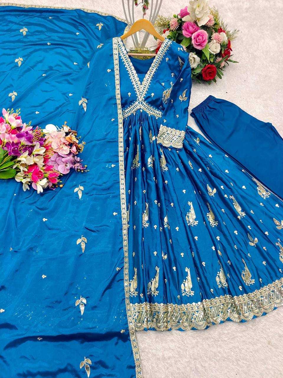Ynf Chinon Silk KESH506 1149 Gowns Wholesale Fancy Gowns Embroidery Gowns Designer Gowns Manufacturer