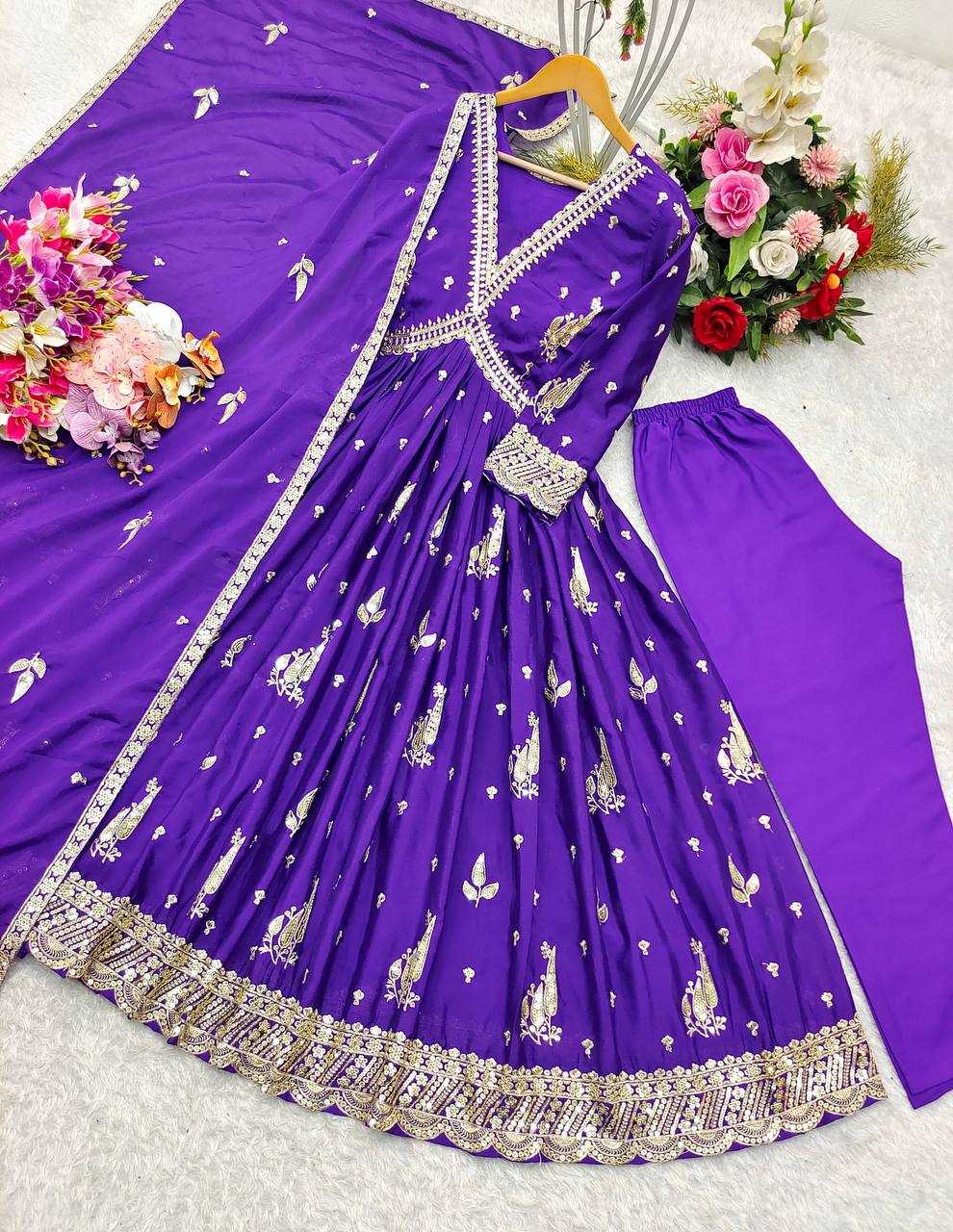 Ynf Chinon Silk KESH506 1149 Gowns Wholesale Fancy Gowns Embroidery Gowns Designer Gowns Manufacturer