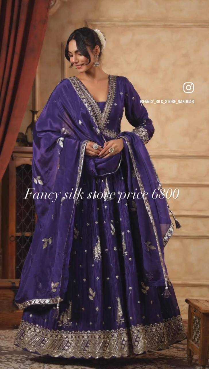 Ynf Chinon Silk KESH506 1149 Gowns Wholesale Fancy Gowns Embroidery Gowns Designer Gowns Manufacturer