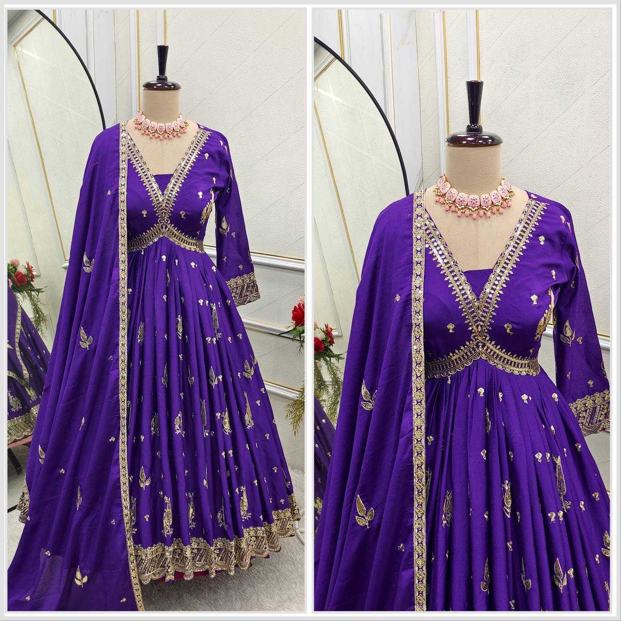 Ynf Chinon Silk KESH506 1149 Gowns Wholesale Fancy Gowns Embroidery Gowns Designer Gowns Manufacturer