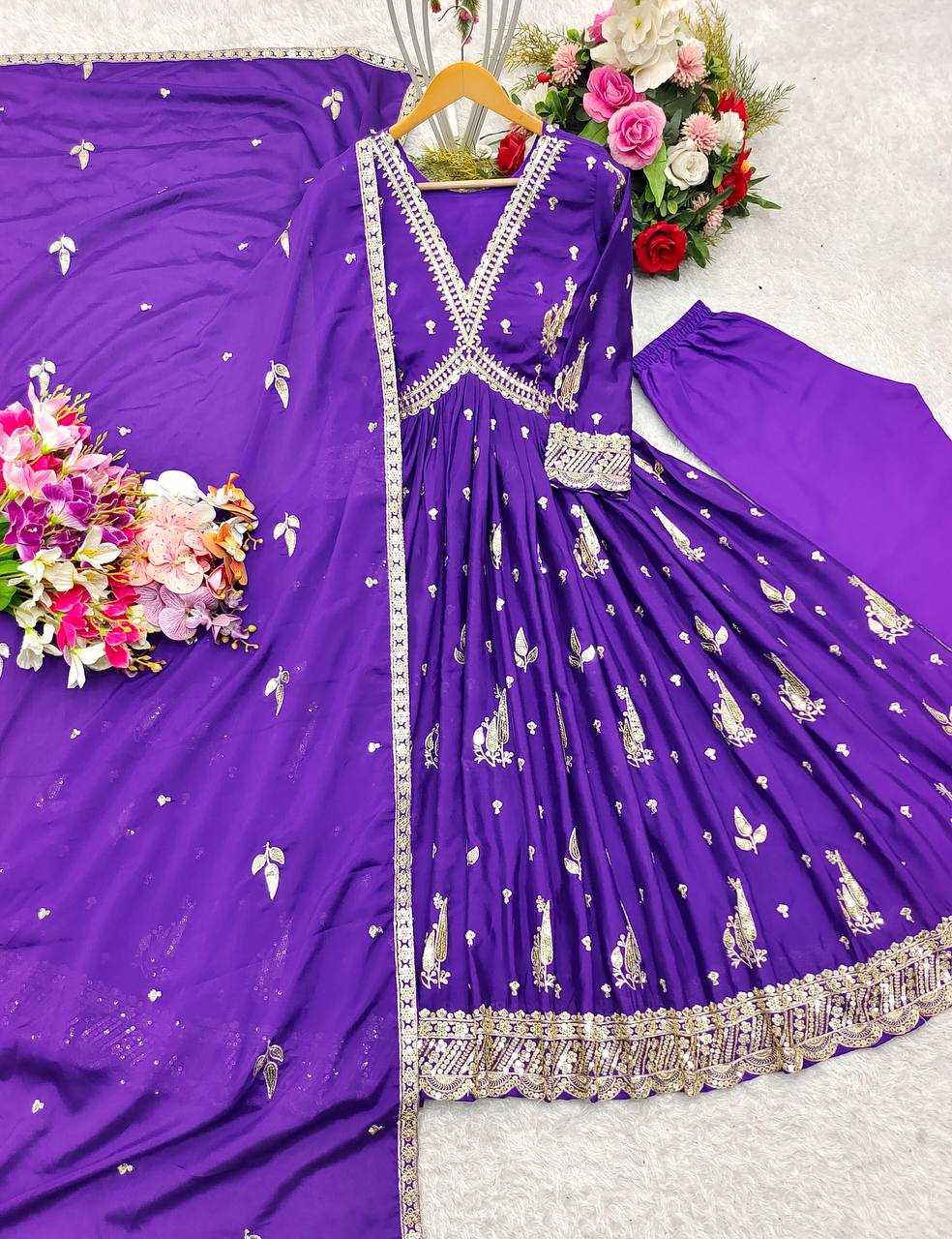 Ynf Chinon Silk KESH506 1149 Gowns Wholesale Fancy Gowns Embroidery Gowns Designer Gowns Manufacturer