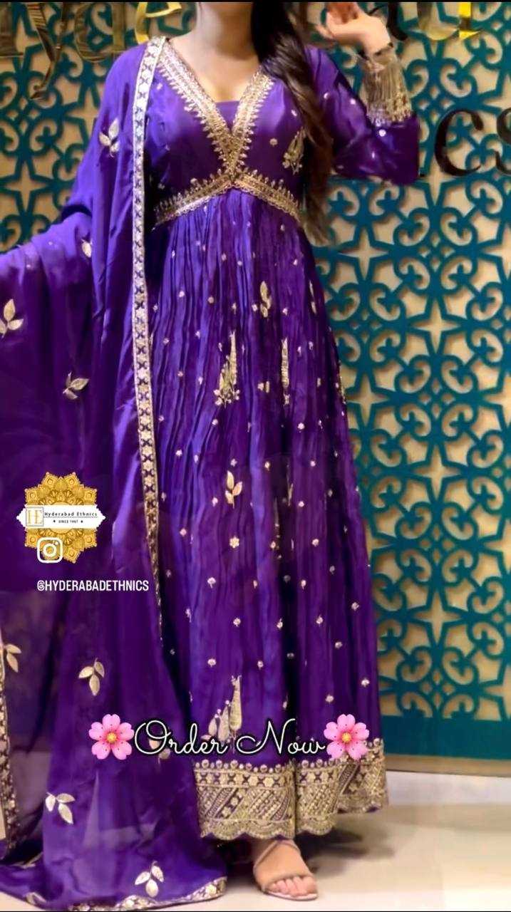 Ynf Chinon Silk KESH506 1149 Gowns Wholesale Fancy Gowns Embroidery Gowns Designer Gowns Manufacturer