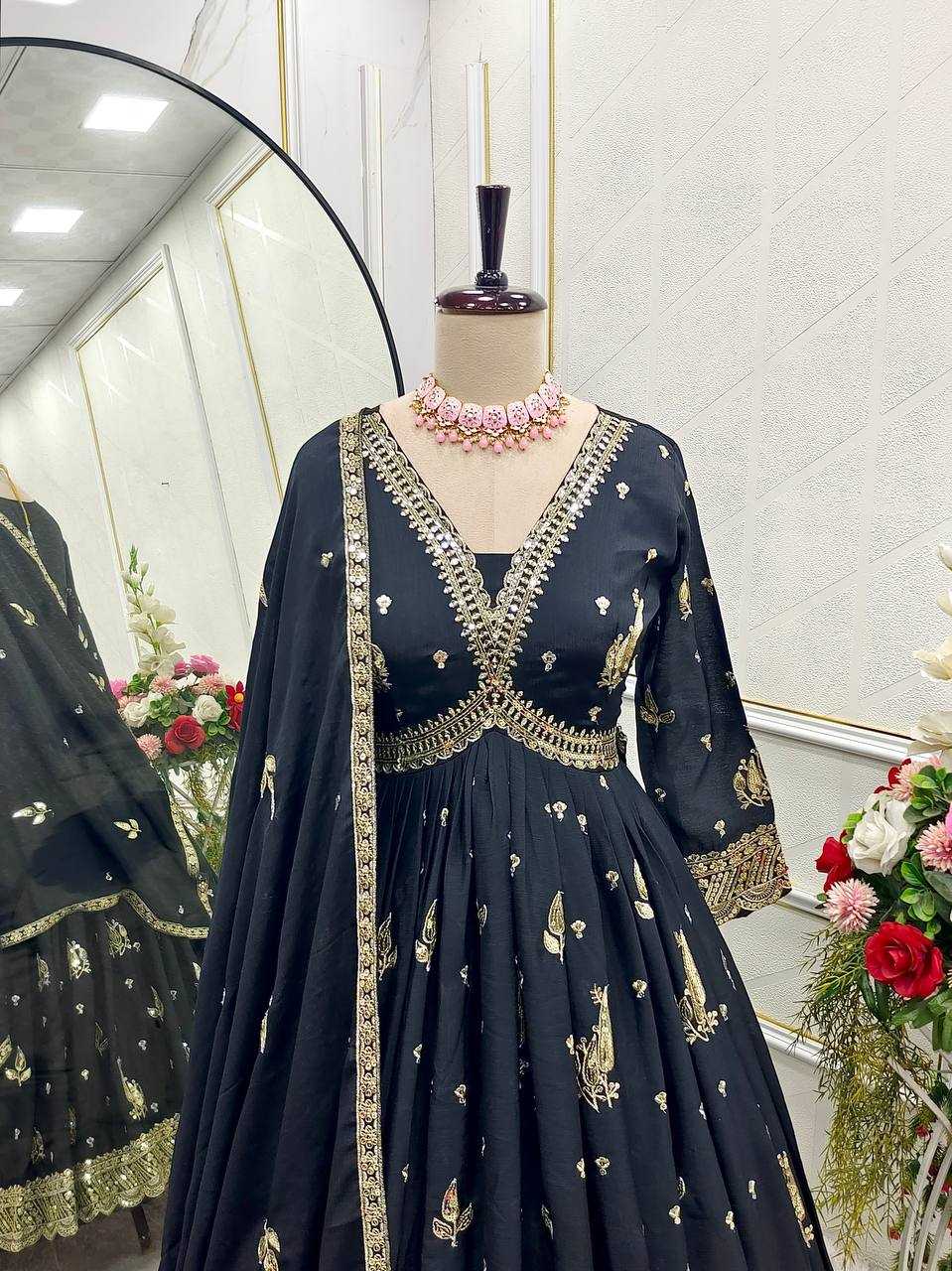 Ynf Chinon Silk KESH506 1149 Gowns Wholesale Fancy Gowns Embroidery Gowns Designer Gowns Manufacturer