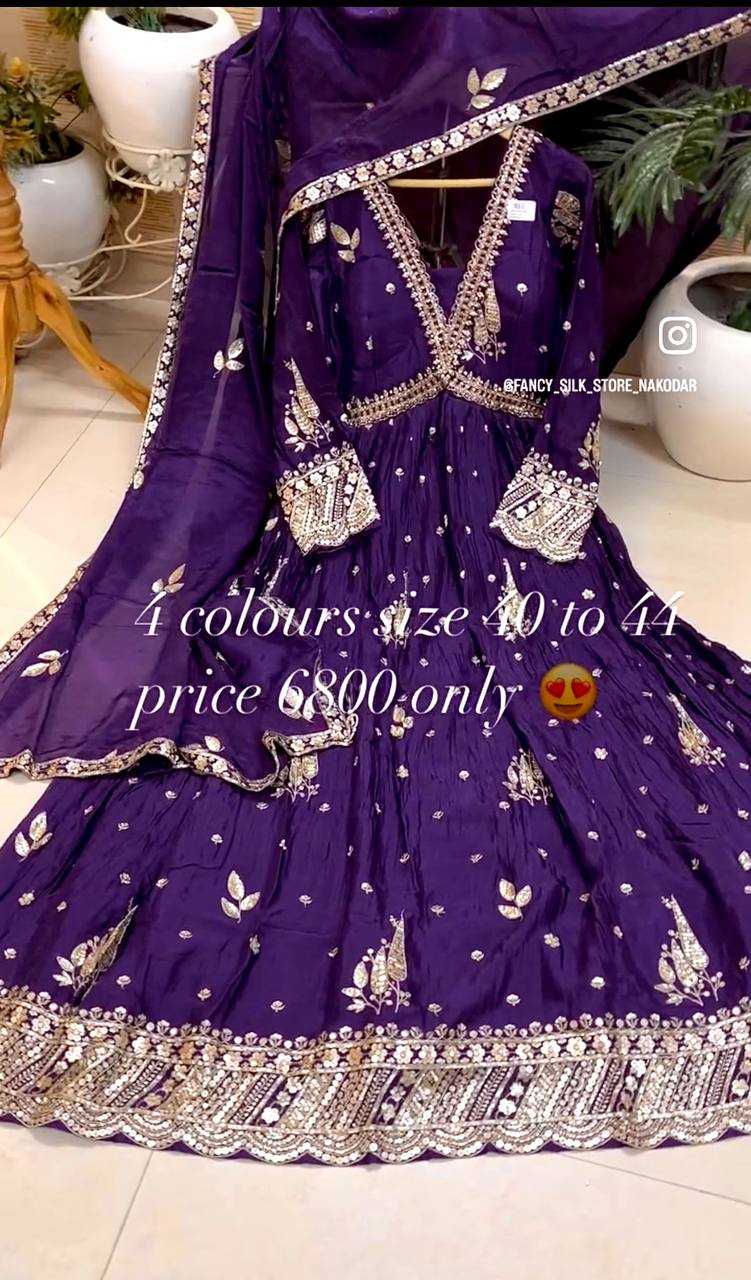 Ynf Chinon Silk KESH506 1149 Gowns Wholesale Fancy Gowns Embroidery Gowns Designer Gowns Manufacturer