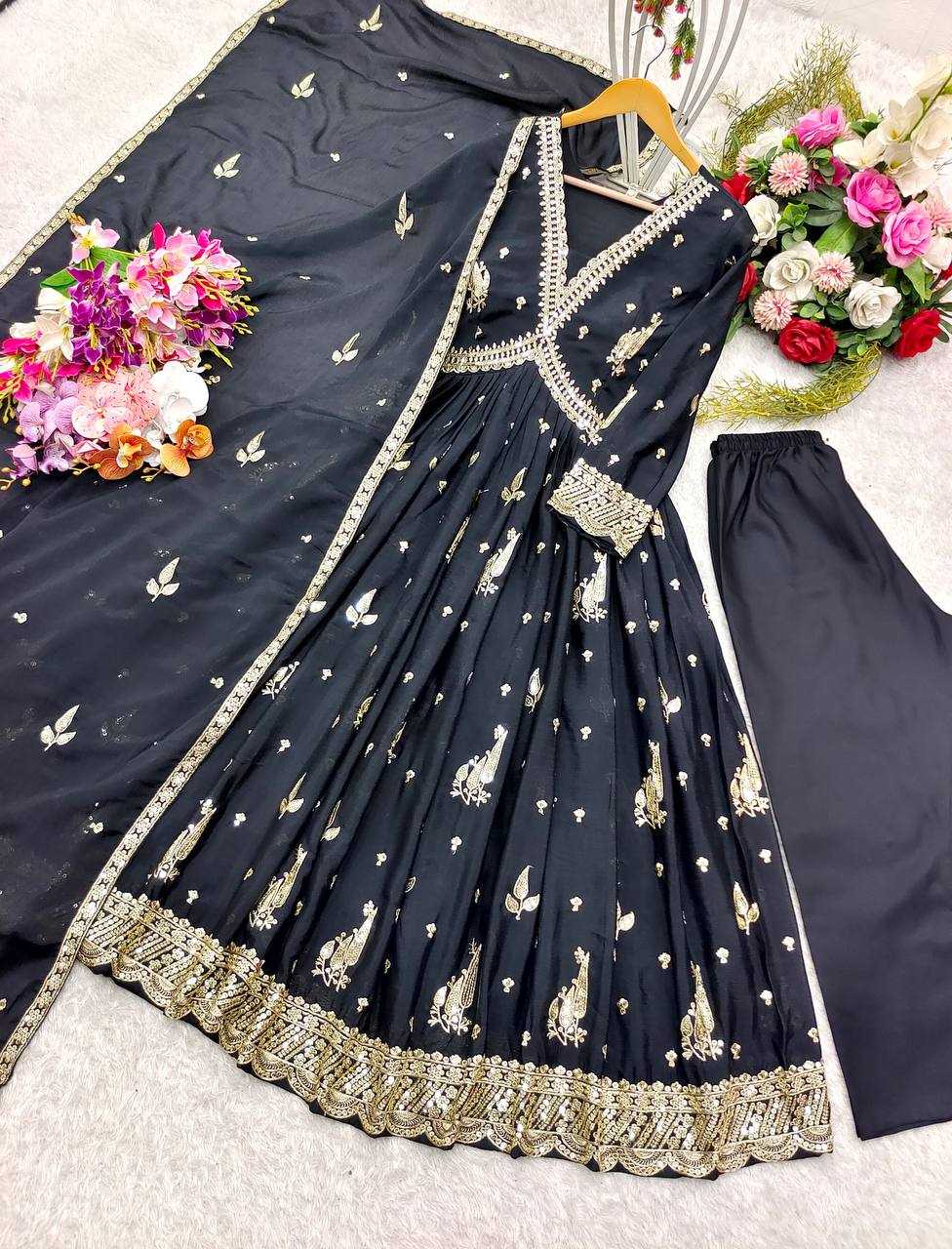 Ynf Chinon Silk KESH506 1149 Gowns Wholesale Fancy Gowns Embroidery Gowns Designer Gowns Manufacturer