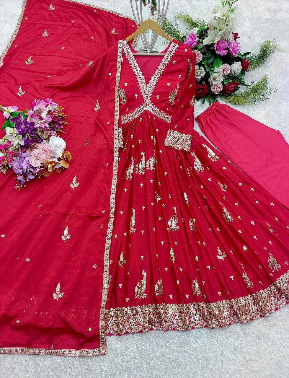 Ynf Chinon Silk KESH506 1149 Gowns Wholesale Fancy Gowns Embroidery Gowns Designer Gowns Manufacturer